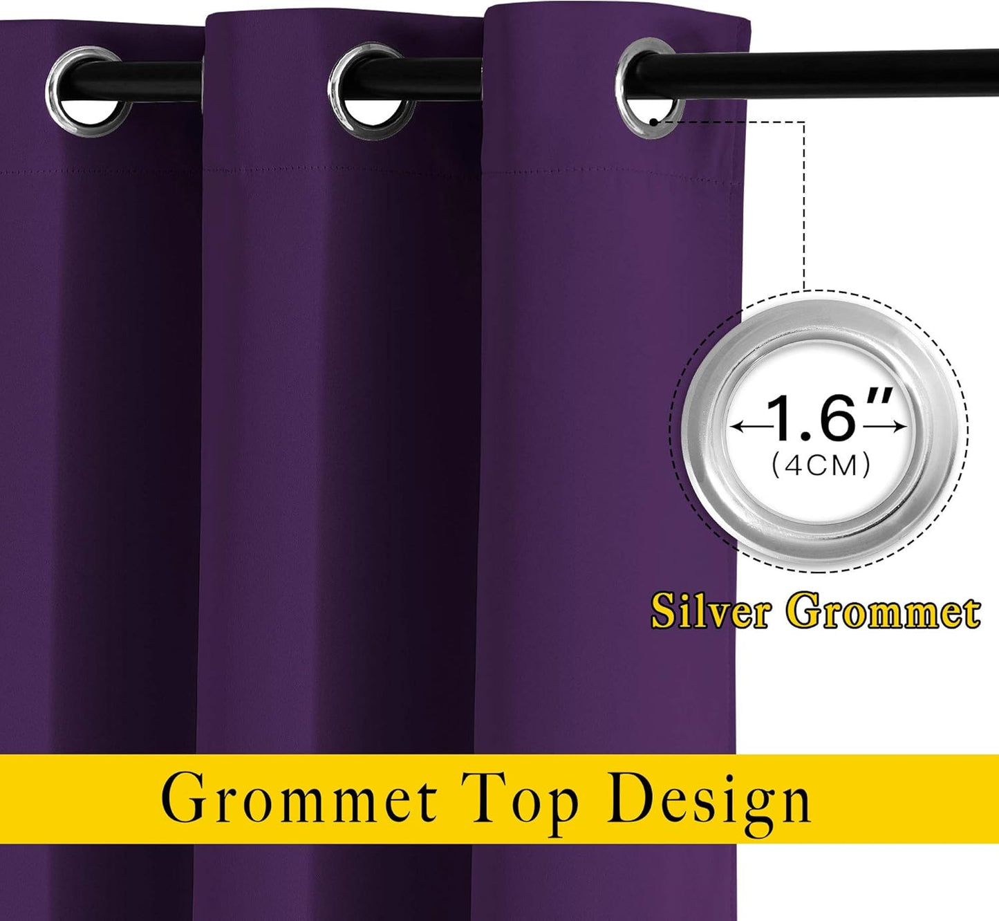 NICETOWN Blackout Curtains Drapery Panels - Window Treatment Royal Purple Blackout Curtains/Panels for Bedroom/Living Room Window, 84 inches Long, 2 Panel Set