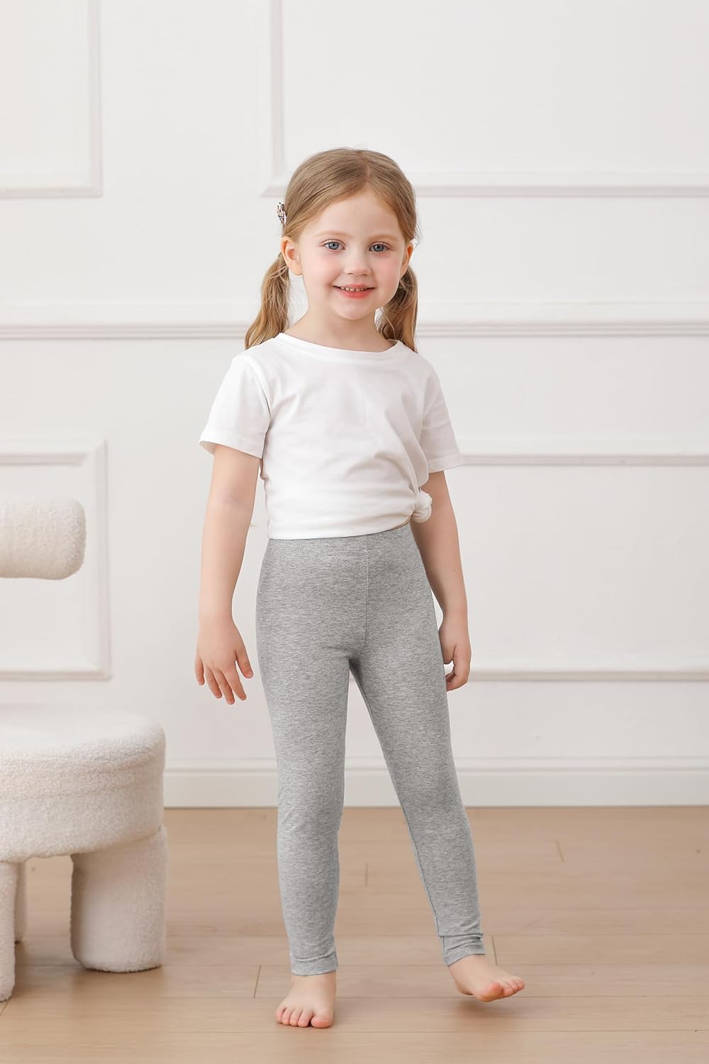 Resinta 4 Packs Toddler and Baby Girls Cotton Leggings Full Length Pants Stretchy Soft Tights Pants for Kids