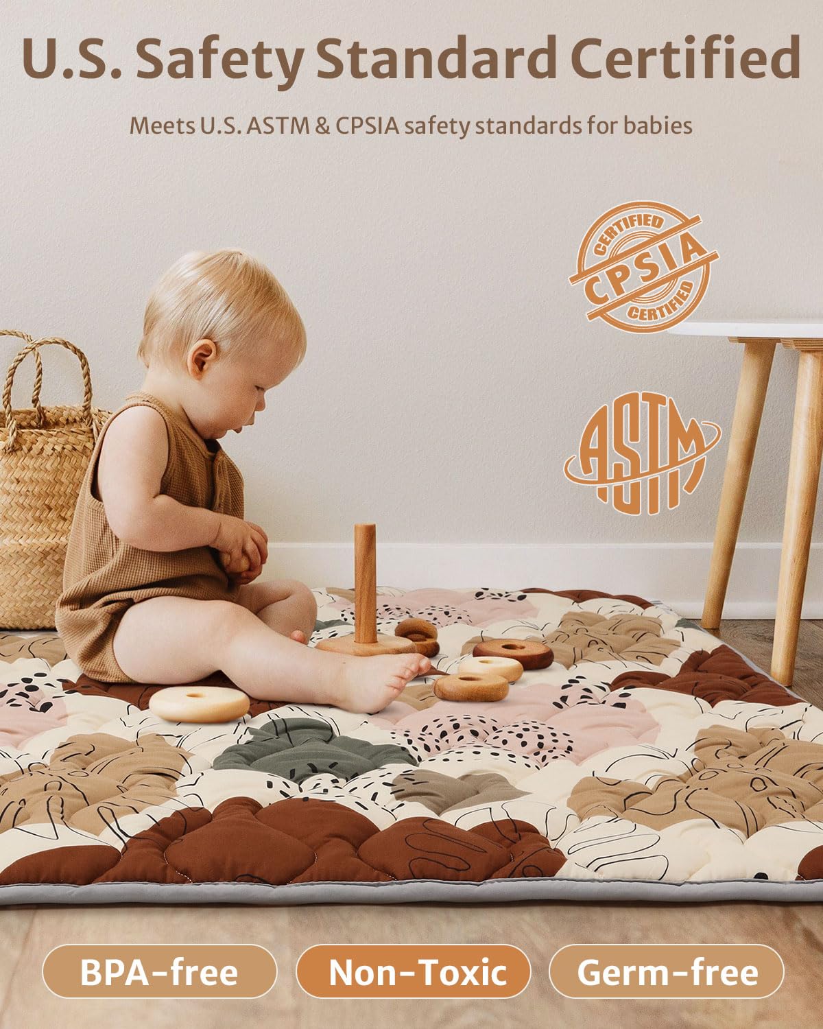 Blissful Diary Baby Play Mats for Floor, 71x59 Inch Extra Thicker & Large Soft Cushioning Foam Playmats for Babies and Toddlers, Foldable Washable Baby Crawling Mat for Playpen, Boho Design