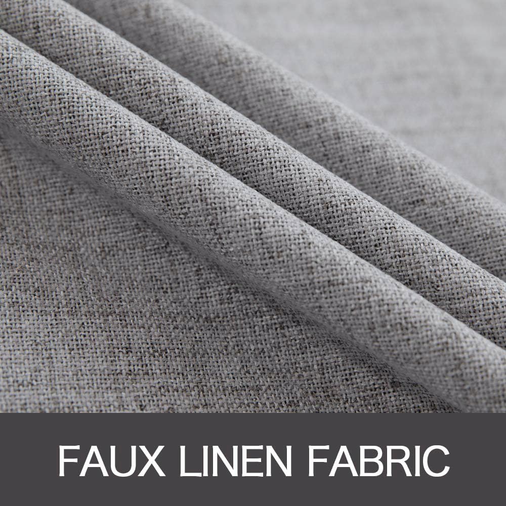 MIULEE Linen Texture Curtains for Bedroom Solid 100% Blackout Thermal Insulated Grey Curtains Grommet Room Darkening Drapes Luxury Decor for Living Room Nursery 52x45 Inch (2 Panels)