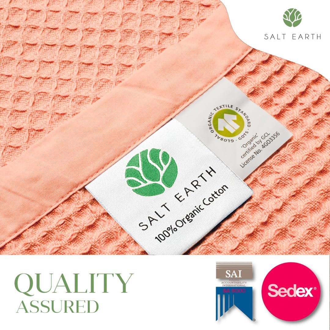 Salt Earth GOTS Certified 100% Organic Cotton Throw Blanket, 90" X 90" Waffle Blankets & Throws for Bed, Throw Blanket for Couch, Modern & Cozy Blanket, All Seasons, Comfy and Soft Blanket(Sun Bay)