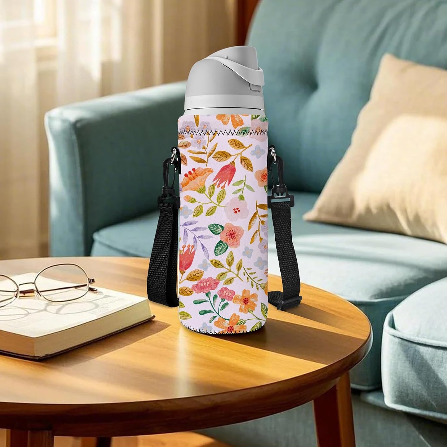 AUPET Water Bottle Sling Bag Carrier Crossbody Sleeve,Insulated Neoprene Bottle Case Holder Pouch Cover 500ML/17oz with Shoulder Strap for Walking Women Men