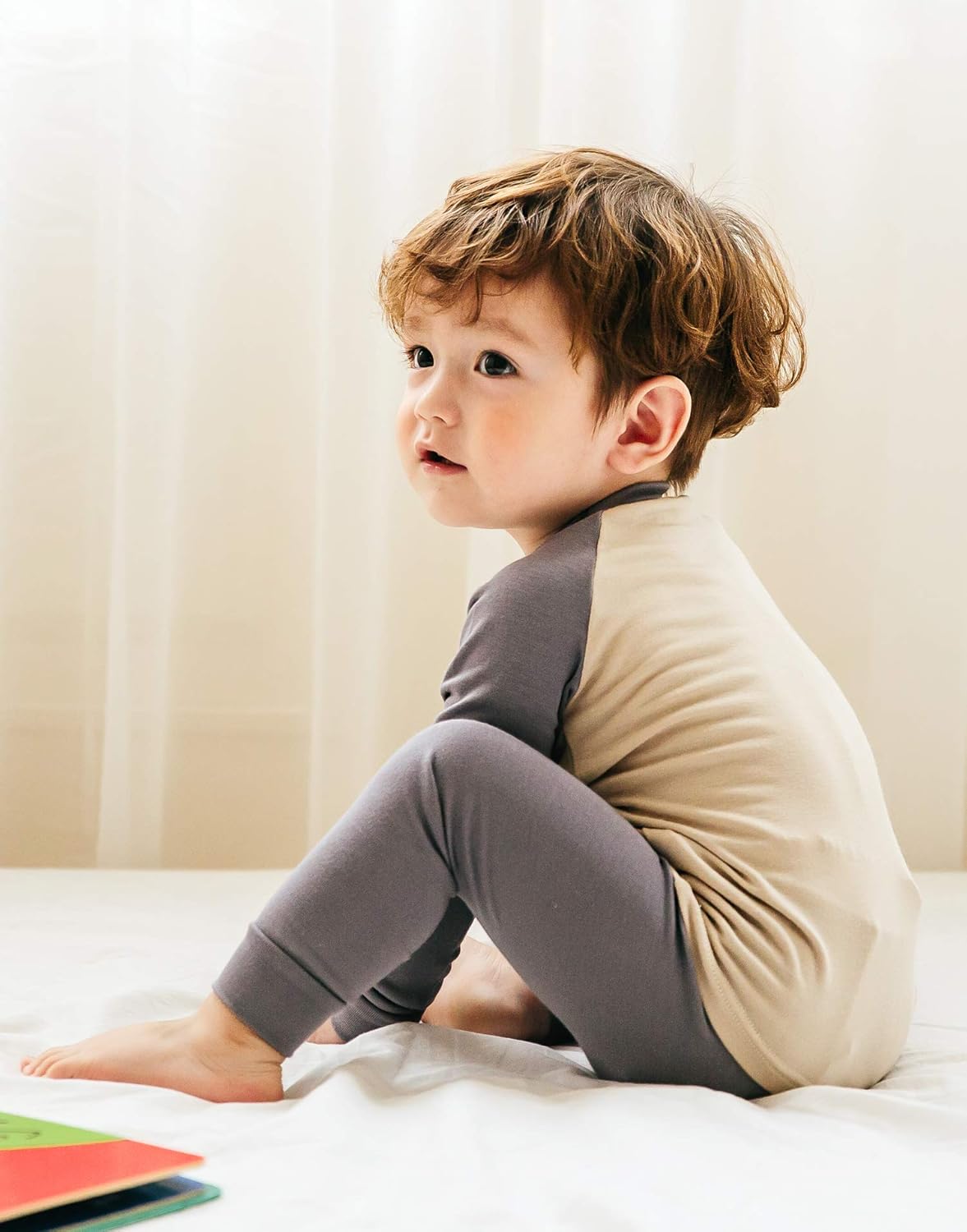 VAENAIT 6M-12Y Toddler Toddler Kids Toddler Girls Boys Soft Comfy Modal Tencel Solid Raglan Sleepwear Pajamas Pjs 2pcs Set