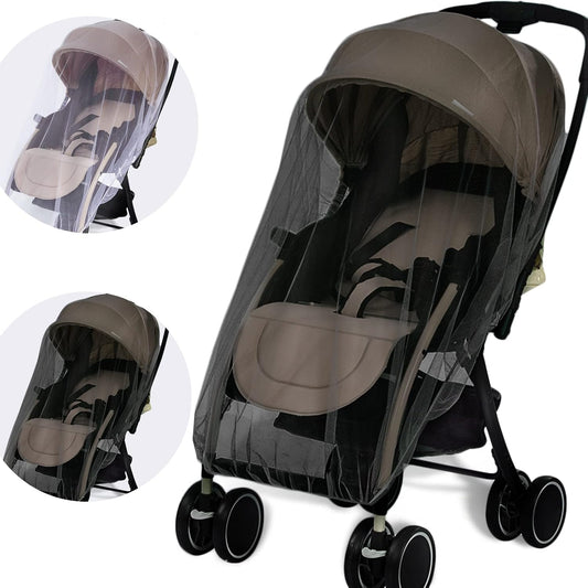 Mosquito Net for Stroller - Protective 2Packs Perfect Bug Net for Strollers, Bassinets, Cradles, Playards,Pack N Plays and Portable Mini Crib (White+Grey)
