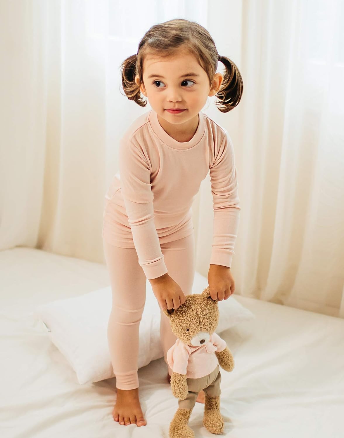 VAENAIT 6M-12Y Toddler Toddler Kids Toddler Girls Boys Soft Comfy Modal Tencel Solid Raglan Sleepwear Pajamas Pjs 2pcs Set