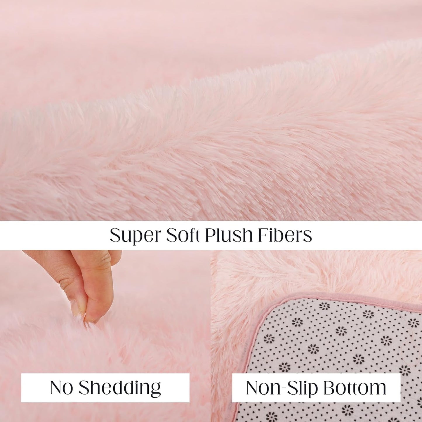Fluffy Pink Area Rug, 4x6 Shag Rugs for Bedroom, Soft Plush Area Rugs for Living Room, Non-Slip Indoor Carpet for Nursery, Study Room, Playroom, Home Decor