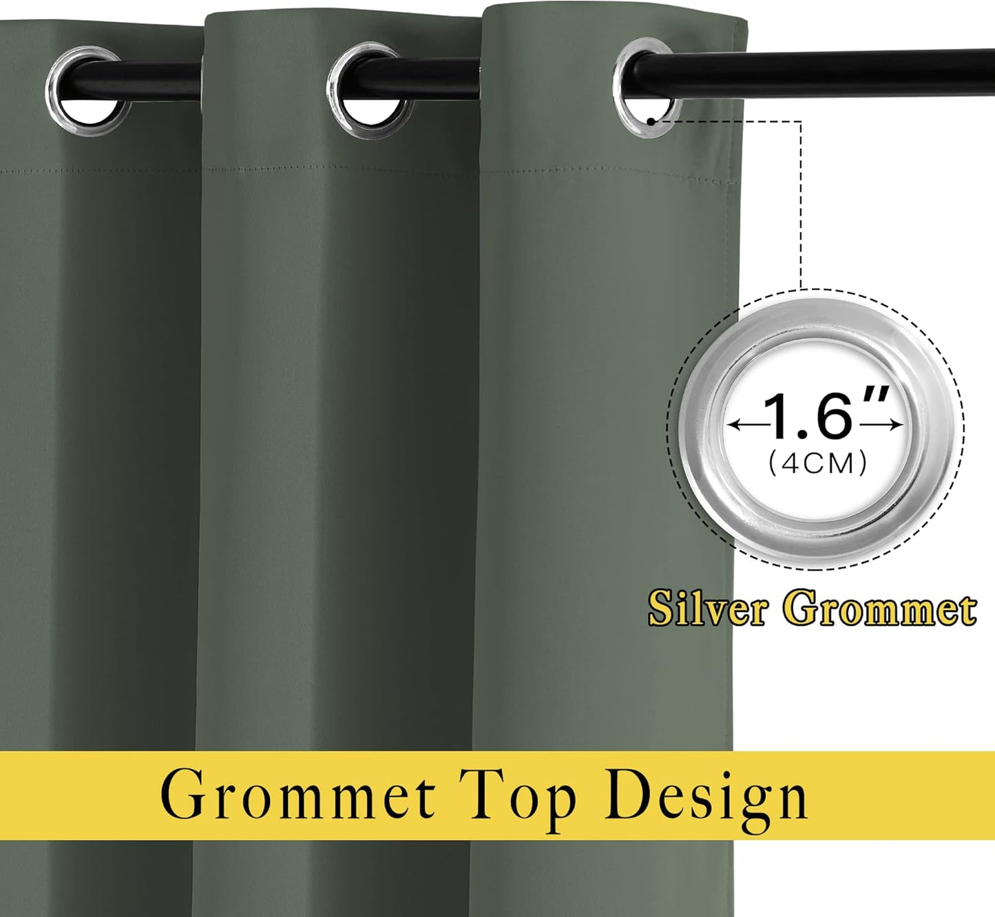 NICETOWN Living Room Curtains 95 inch Long - Sound Reducing Grommet Thermal Insulated Blackout Solid Drapes for Villa/Hall, Dark Mallard, 2 Panels, W52 x L95