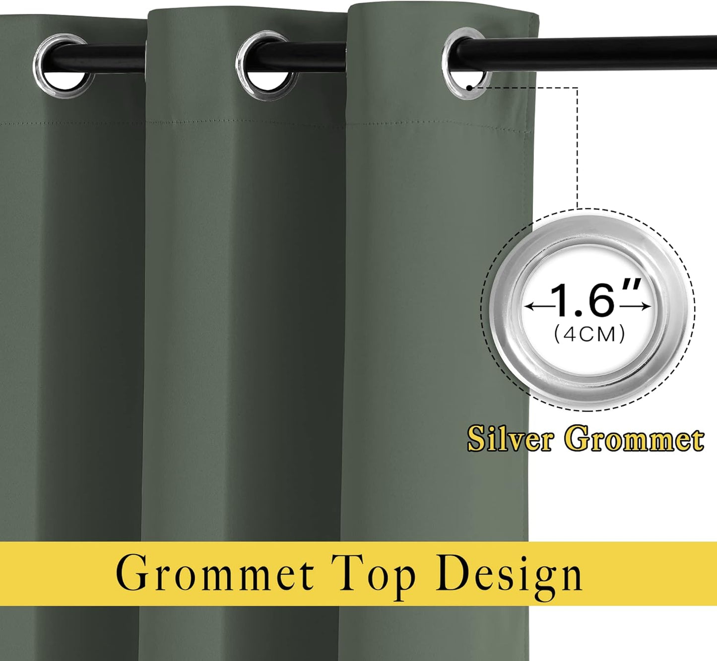 NICETOWN Room Darkening Curtains for Room Divider, Grommet Thermal Curtains Light & Sound Reducing Window Treatments for Sliding Glass Door, W66 x L118, Dark Mallard, 2 Panels