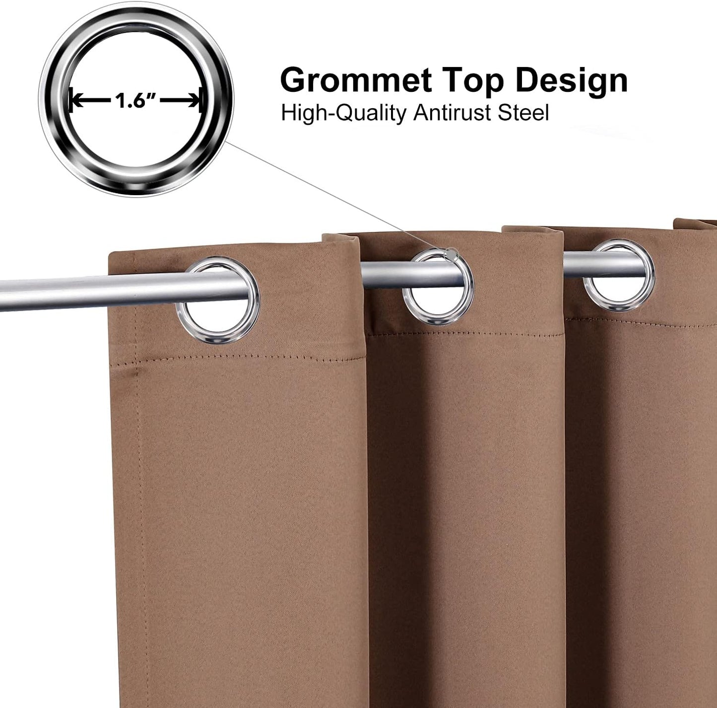 ChrisDowa Blackout Curtains 72 inches Long for Bedroom - 2 Panels Set Grommet Thermal Insulated Room Darkening Curtains for Living Room (Cappuccino, 42 x 72 Inch)