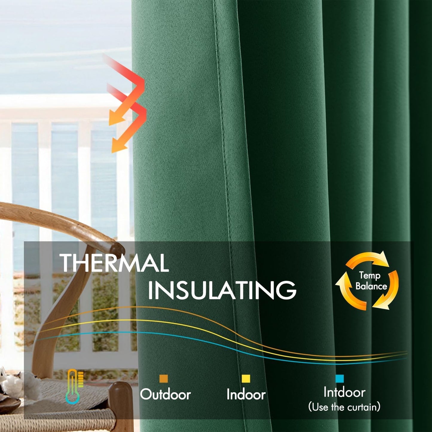 ANRODUO Back Tab Blackout Curtains for Bedroom Living Room, Rod Pocket Pinch Pleated Thermal Insulated Room Darkening Curtains 96 Inches Long 2 Panels, Hunter Green, 42 x 96 Inch