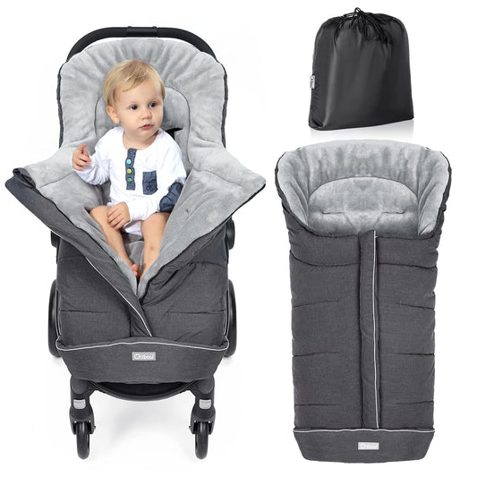 Orzbow Universal Stroller Footmuff, Winter Warm Baby Bunting Bag for Stroller - Cold Weather Zipper Strollers Sleeping Bag, Water-Repellent, Winter Essentials Must Have for Toddler Kids, Dark Grey