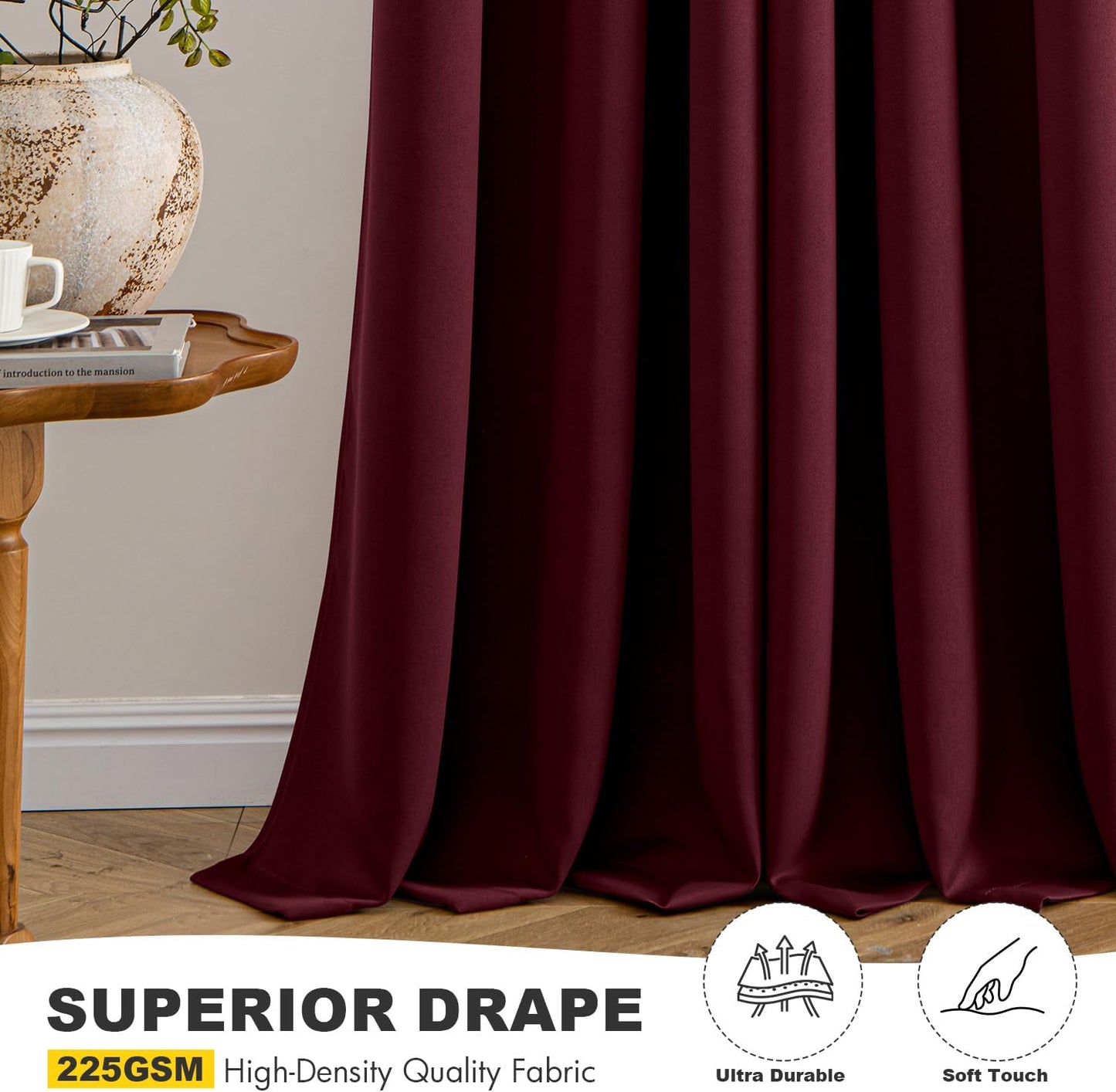 MIULEE Short Curtains for Windows - Christmas Burgundy Red Blackout Half Window Curtains Thermal Insulated Drapes for Kitchen Bedroom Bathroom Grommet Top Small Basement Tiers W40 x L36 Inch 2 Panels