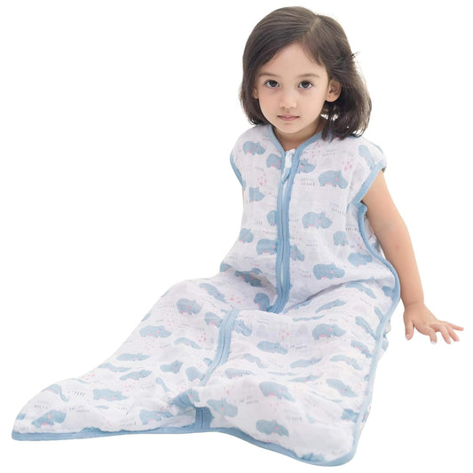 Baby Sleep Sack 12-24 M Baby Wearable Blanket 100% Organic Cotton 0.5 TOG Toddler Sleep Sack 2-Way Zipper Soft Large 4 Layers 1-2 T
