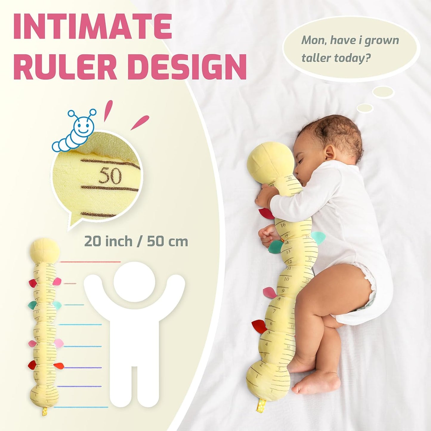 Sumobaby Baby Girl Toys Musical Caterpillar, Stuffed Animal Activity Soft Toys with Teether,Multi-Sensory Crinkle, Rattle and Textures,for Tummy Time baby toys 0 to 12 months Girls,Caterpillar(Yellow)