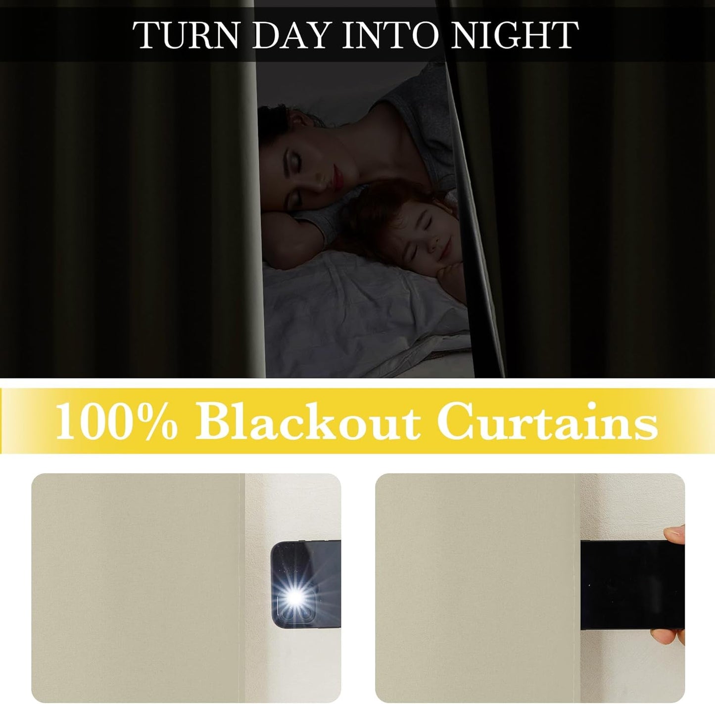 NICETOWN 100% Blackout Curtains for Living Room, Grommet Travel Blackout Curtains Lightweight Thermal Window Treatments Easy to Install for Bedroom, Muted Beige W52 x 72, 2 Panels