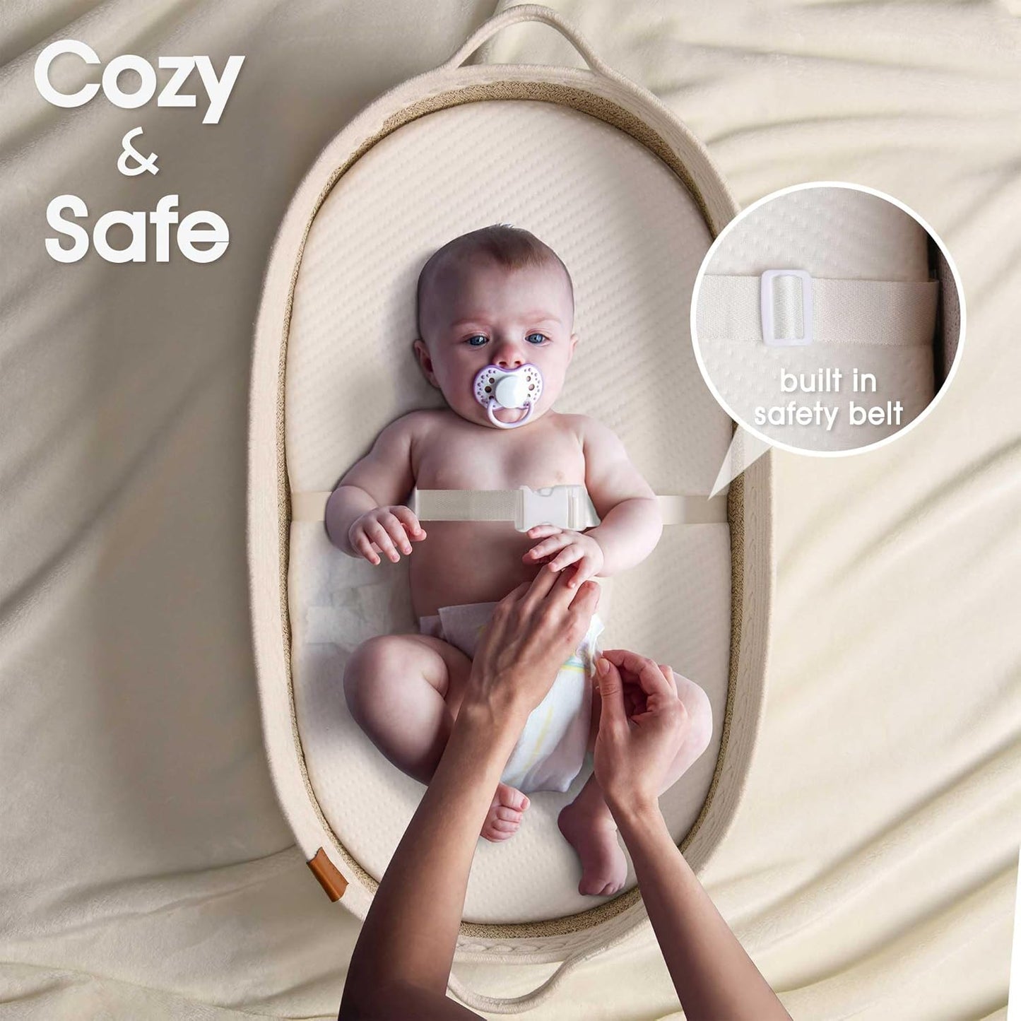 Baby Changing Basket Includes Diaper Caddy - Breathable & Waterproof Dual-Cover, Portable, Changing Pad for Dresser & Changing Table, Gift for Baby Shower, Cotton Rope Basket for Baby