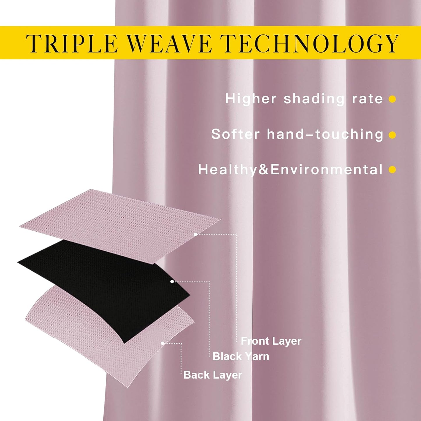NICETOWN Room Darkening 72 inch Curtains for Kids Room, Grommet Room Darkening Thermal Insulated Solid Window Treatments Sound Reducing for Bedroom, 2 Panels, W37 x L72, Baby Pink