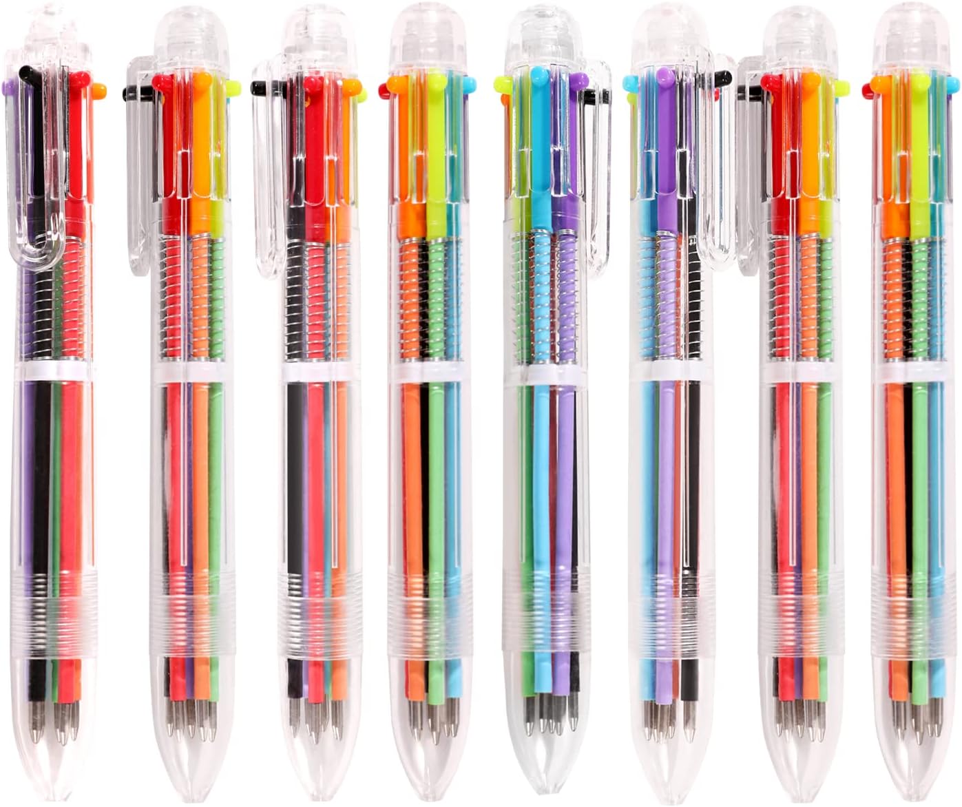 DAIKOYE 24 PCS 0.5mm 6-in-1 Multicolor Ballpoint Pen 6 Colors Transparent Barrel Ballpoint Pen for Office School Supplies Students Children Gift