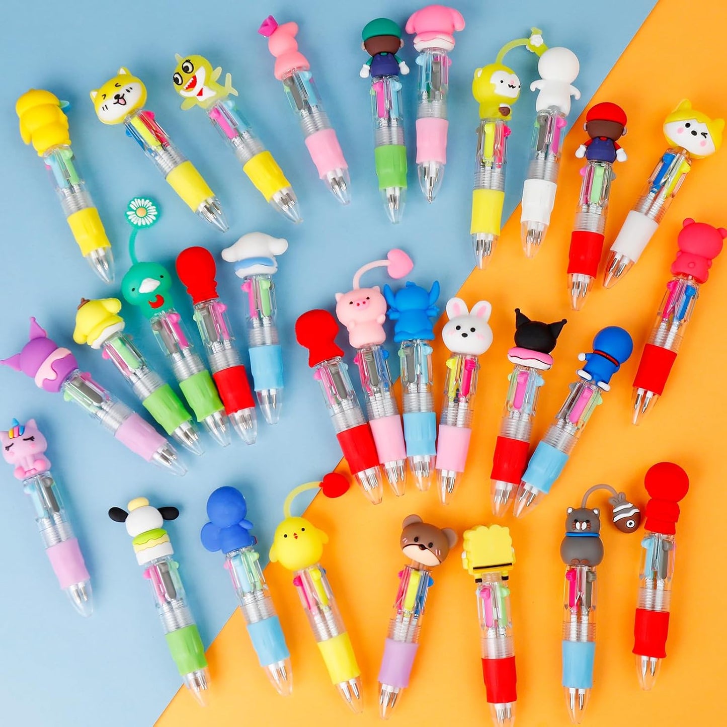 70Pcs Mini Multicolor Pens in One 4-in-1 Fun Pens for Kids, Ballpoint Pen for Birthdays and Children's Parties, Cute Pen Gifts Assorted Ink Kawaii Pen
