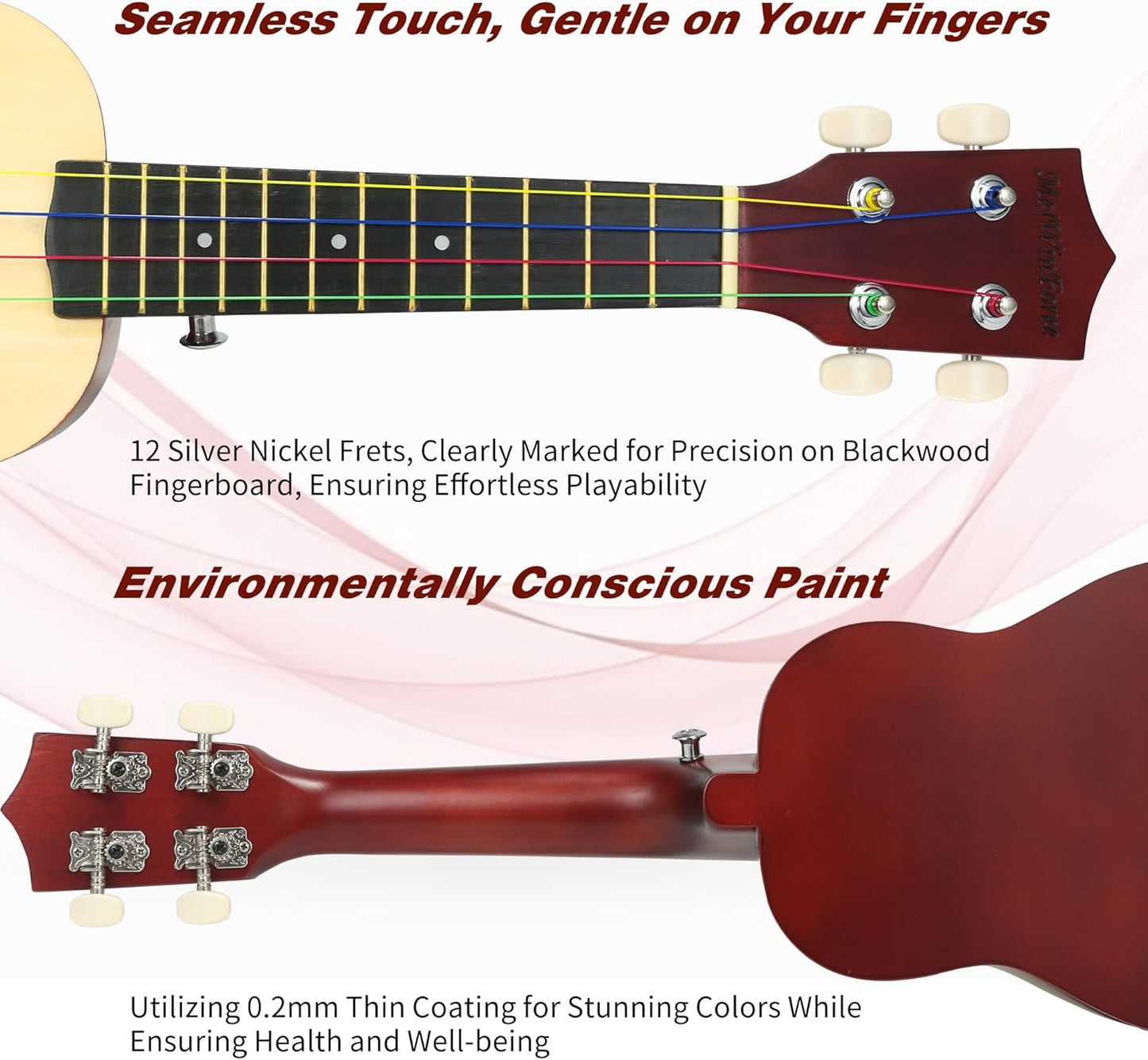 Soprano Ukulele 21 - Beginner Kit for Kids, Complete with Gig Bag, Strap, Tuner, Strings, Picks, Cloth - Ideal for Concerts, Left-Handed Friendly - Perfect Beginner Ukulele