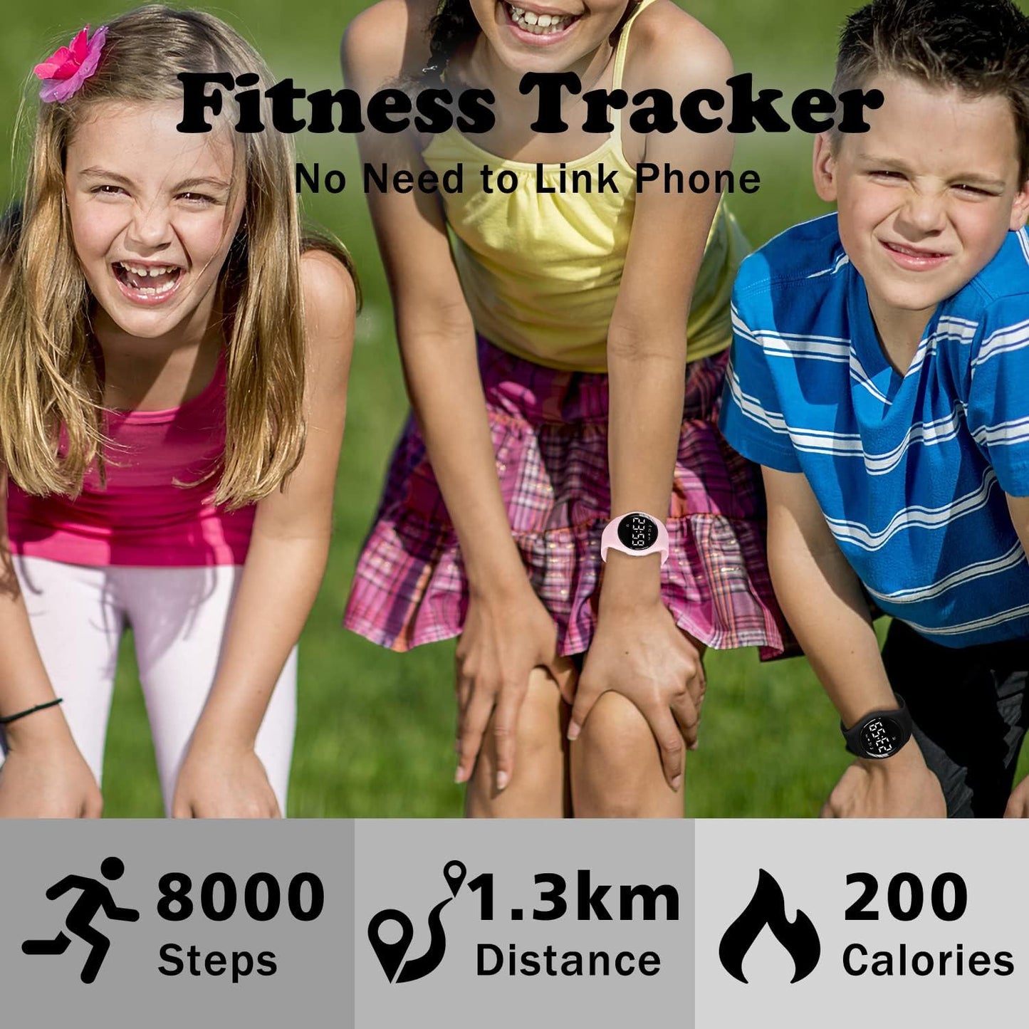 Kids Watches for Girls Boys Digital Sport Watch with Step Counter Pedometer Vibration Alarm Clock, No App Waterproof Fitness Tracker Kids Watch Boys Girls Teens Students Ages 5-16