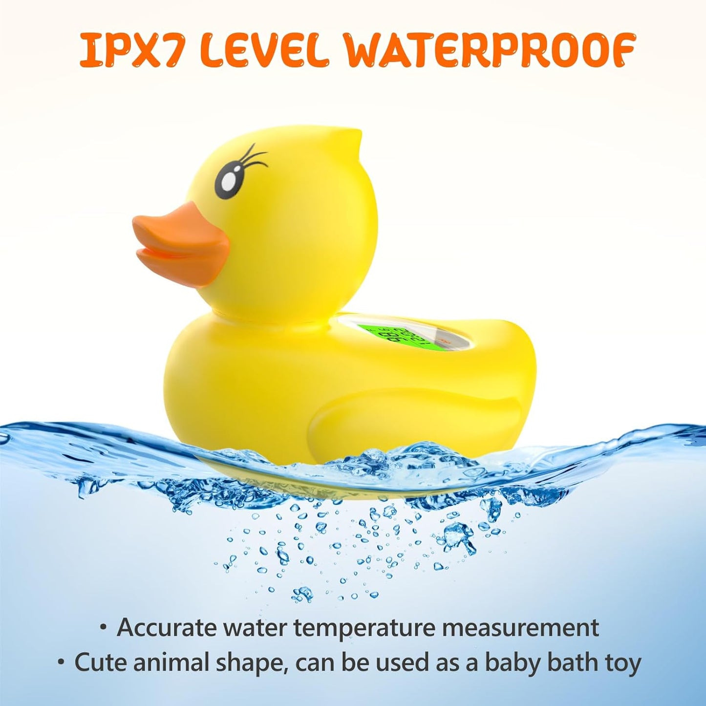 Baby Bath Thermometer with Timer and 3 Color Backlit, Digital Water Temperature Thermometer with and Temperature Warning, Safety Bath Tube Thermometers Floating Toy for Infant, Toddler