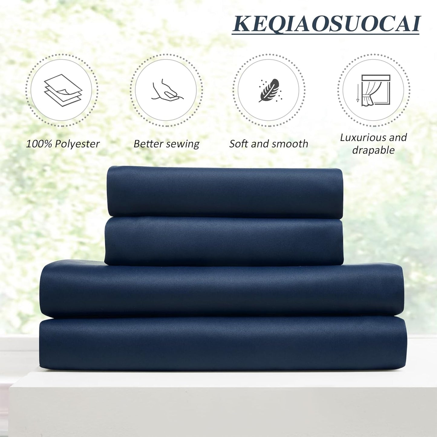 KEQIAOSUOCAI 92 Inch Long Curtains Navy Blue Pinch Pleated Draperies for Track System, Fancy Luxury Bedroom Drapes Thermal Insulating Window Blackout Nautical Curtain for Living Room 2 PCs