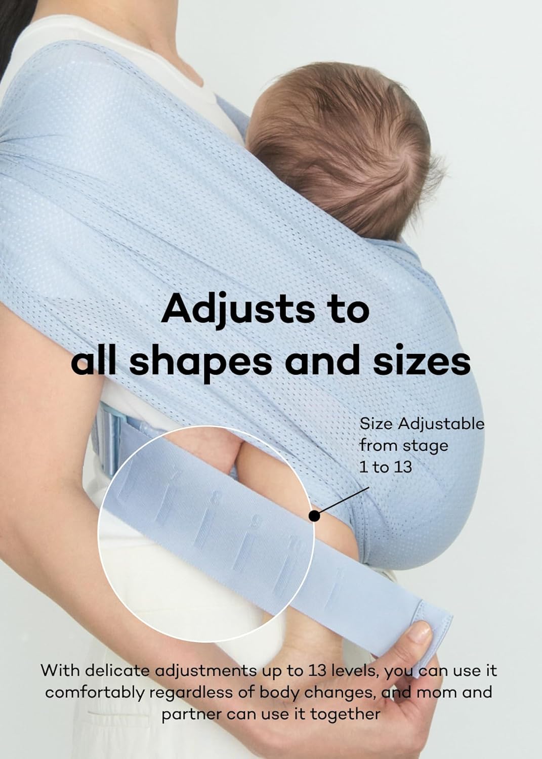 Konny Baby Carrier Flex SoftBreeze with Head Support - Adjustable, Easy to Wear Baby Wrap Sling, Perfect for Newborn Babies Essentials up to 44 lbs (XS-XL) - Neutral Beige