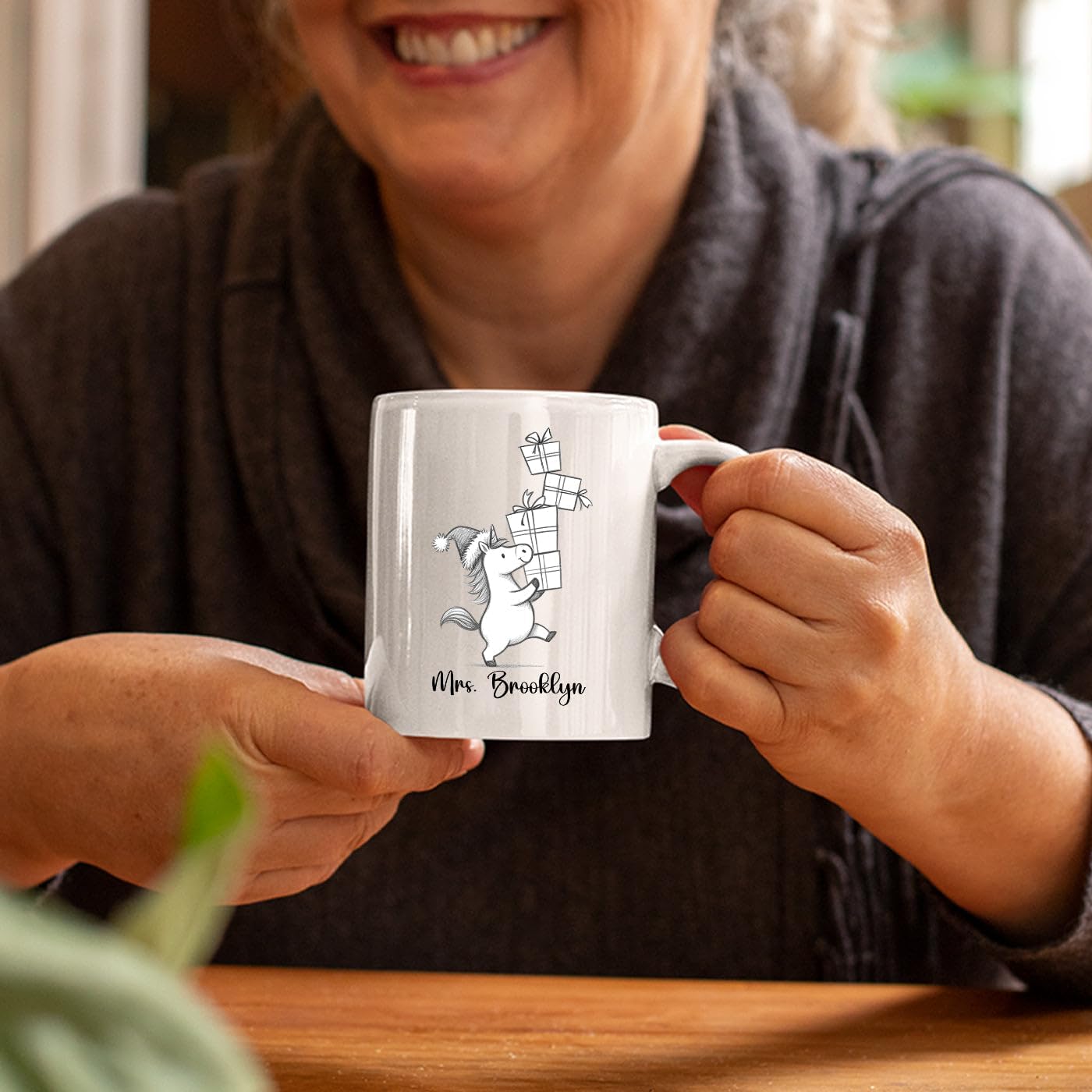 Unicorn White Accent Cup 11 15 Oz, Personalized Name Unicorn Coffee Mug Gift For Baby Girl/Sister/Daughter/Girlfriend, Custom Animal Cup Gifts For Unicorns Lovers Birthday Anniversary Thanksgiving