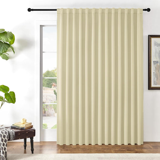 Joydeco Custom Blackout Curtains for Bedroom, 1 Panel Room Darkening Curtains & Drapes for Living Room Window Rod Pocket Back Tab (Custom Size,Light Beige)