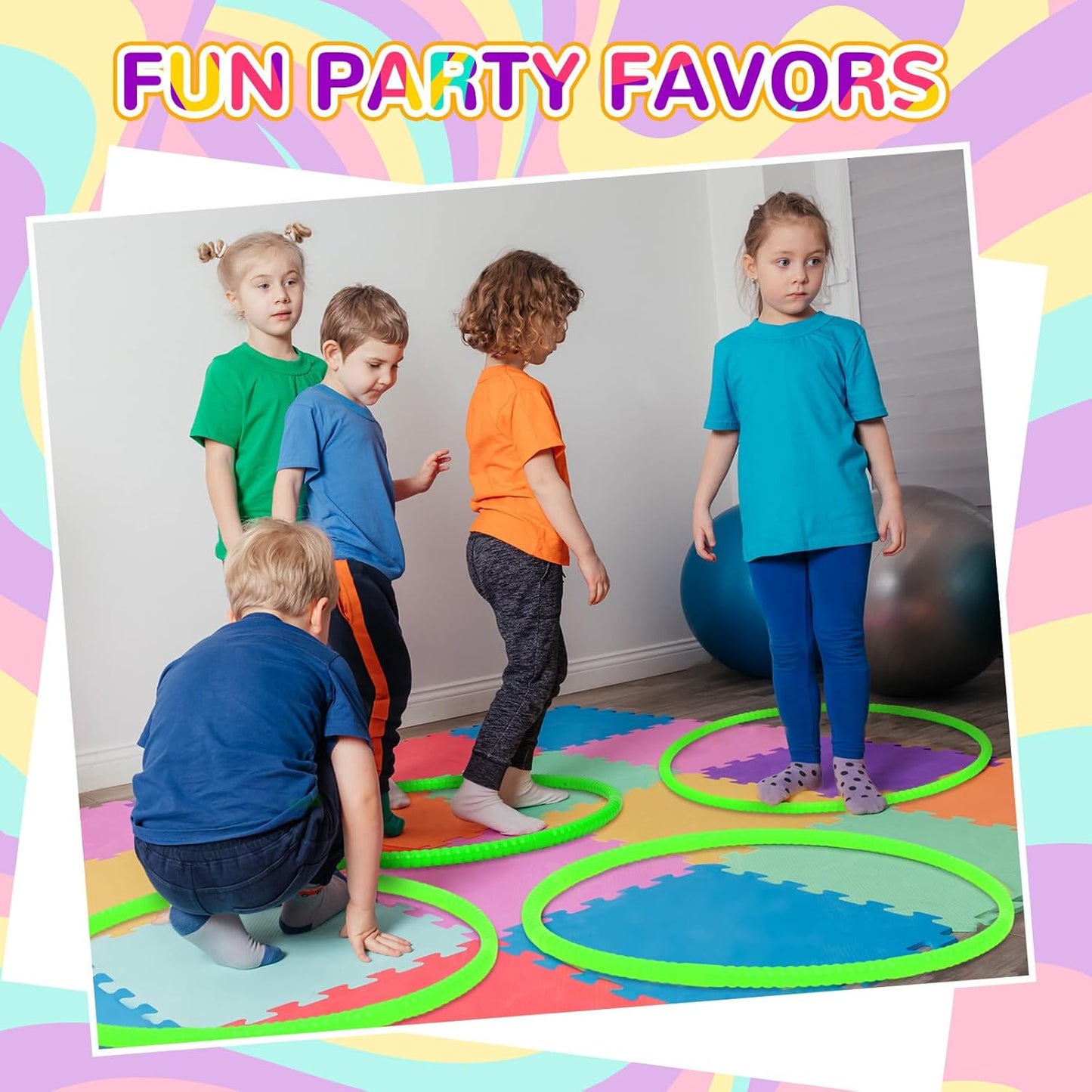 Shappy 6 Pcs Exercise Hoop Detachable Adjustable Plastic Toy Playground Toys Colored Hoop Circles for Teens Games Gymnastics Dog Agility Equipment Party Decor