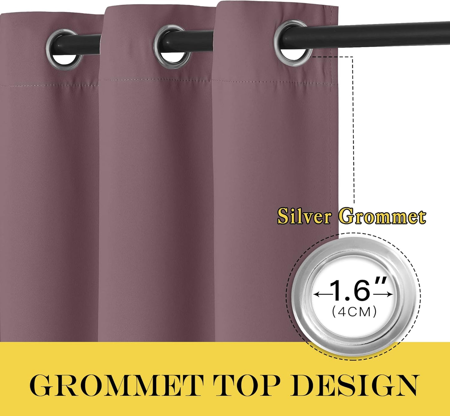 NICETOWN Dry Rose Doorway Curtains Elegant & Luxury for Bedroom, Grommet Window Treatment Thermal Insulated Privacy Door Curtains for Living Room, Set of 2, W52 x L78