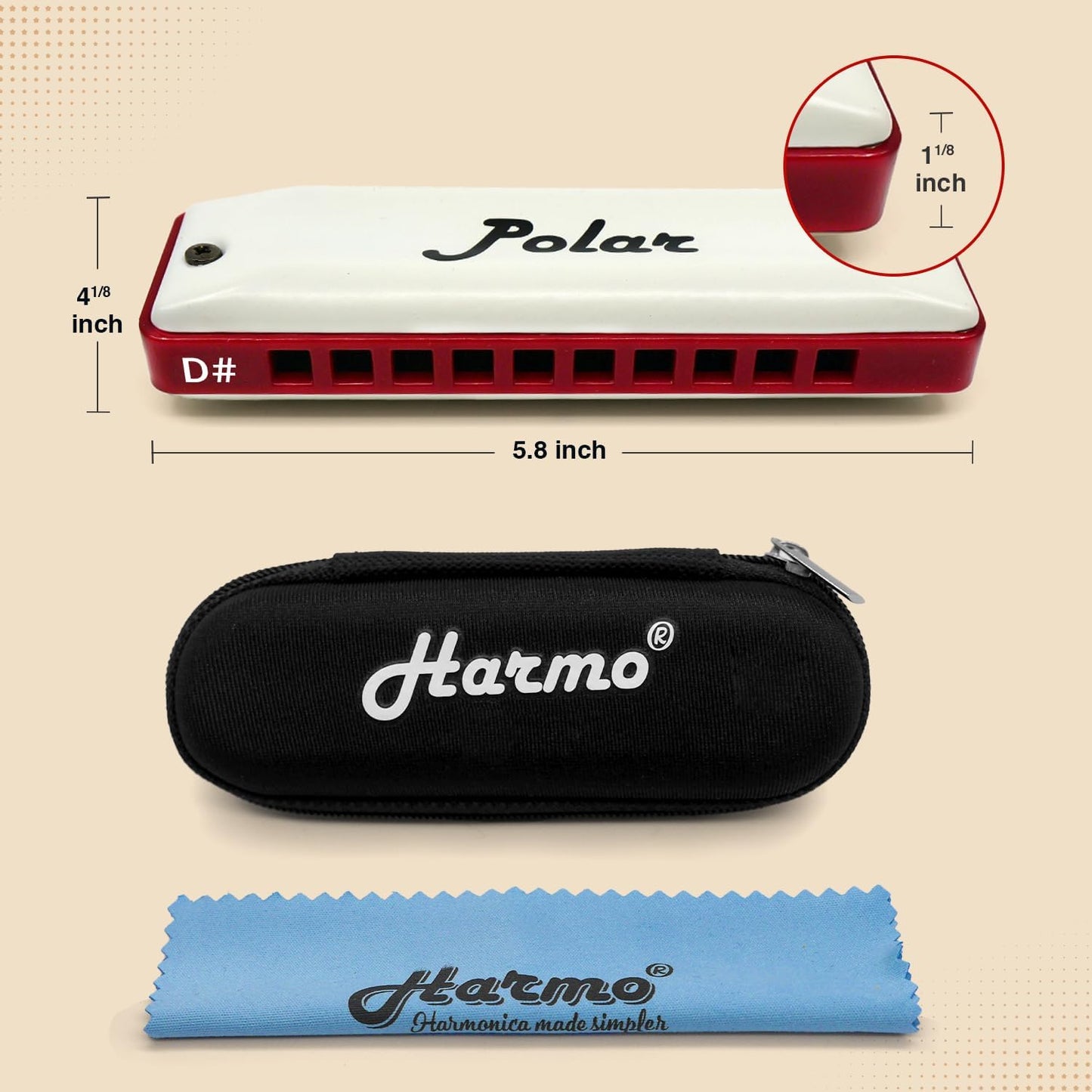 Harmo Polar Natural Minor Harmonica Key of D# - Specialized for Natural Minor Blues, Jazz, Rock, Folk, & Pop, Mouth Organ With Case, Phosphor Bronze Reeds, Harmonica for Beginners & Professionals