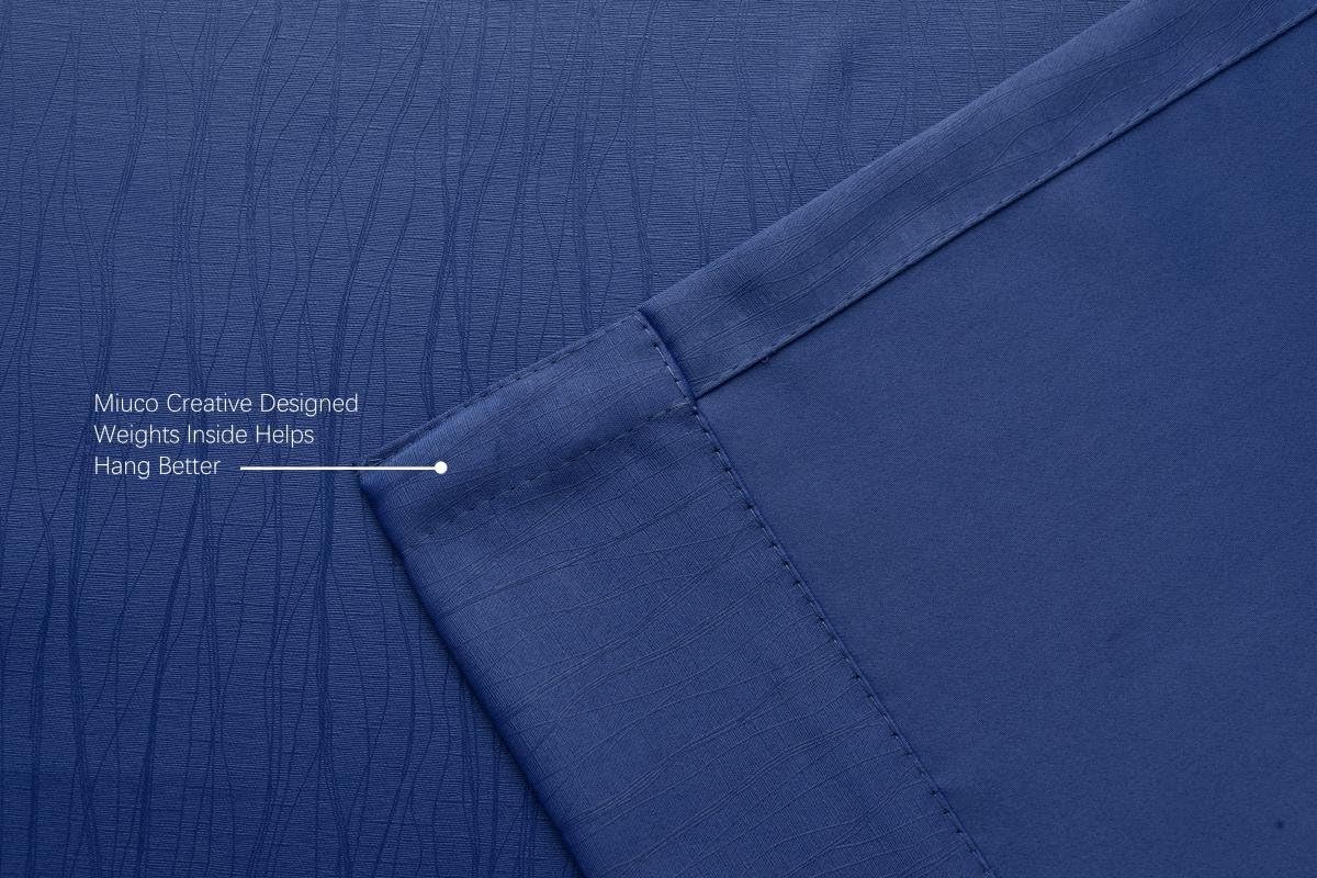 MIUCO Blackout Curtains Room Darkening Textured Grommet Window Curtains 2 Panels for Bedroom 52x63 Inch Navy Blue