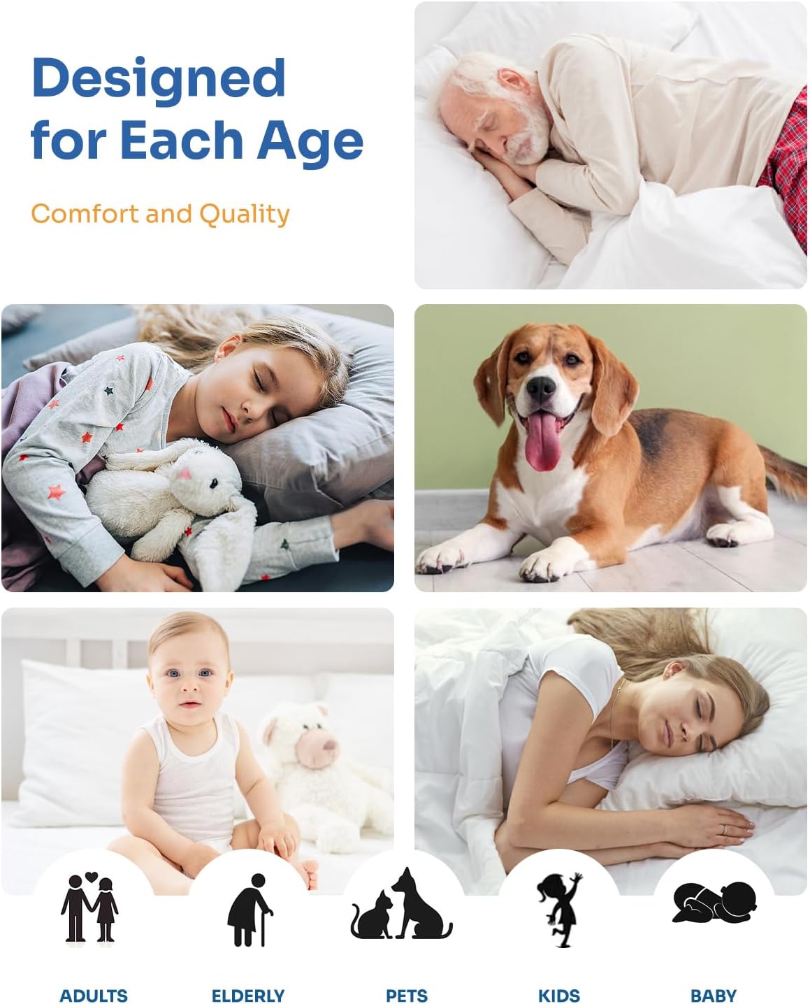 Washable Bed Pads 34" x 36" - 6 Pack, Blue, Waterproof Bed Pads for Incontinence, Bed Wetting Pads for Bed, Sofa, Floor, Resuable Underpads for Adults, Seniors, Pet
