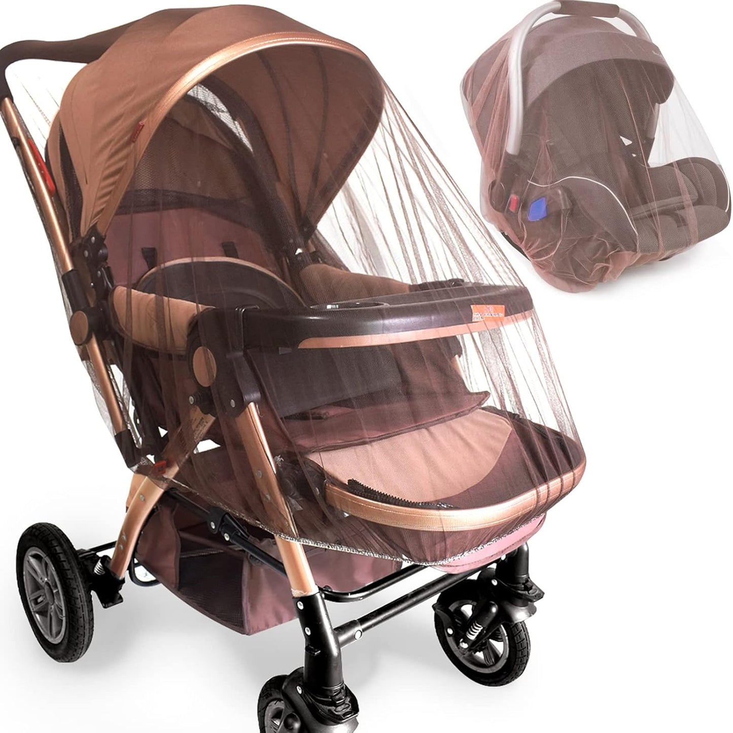 Durable Baby Mosquito Net (2 Pack) - Perfect Bug Net for Strollers, Bassinets, Cradles, Playards, Pack N Plays and Portable Mini Crib (Coffee)