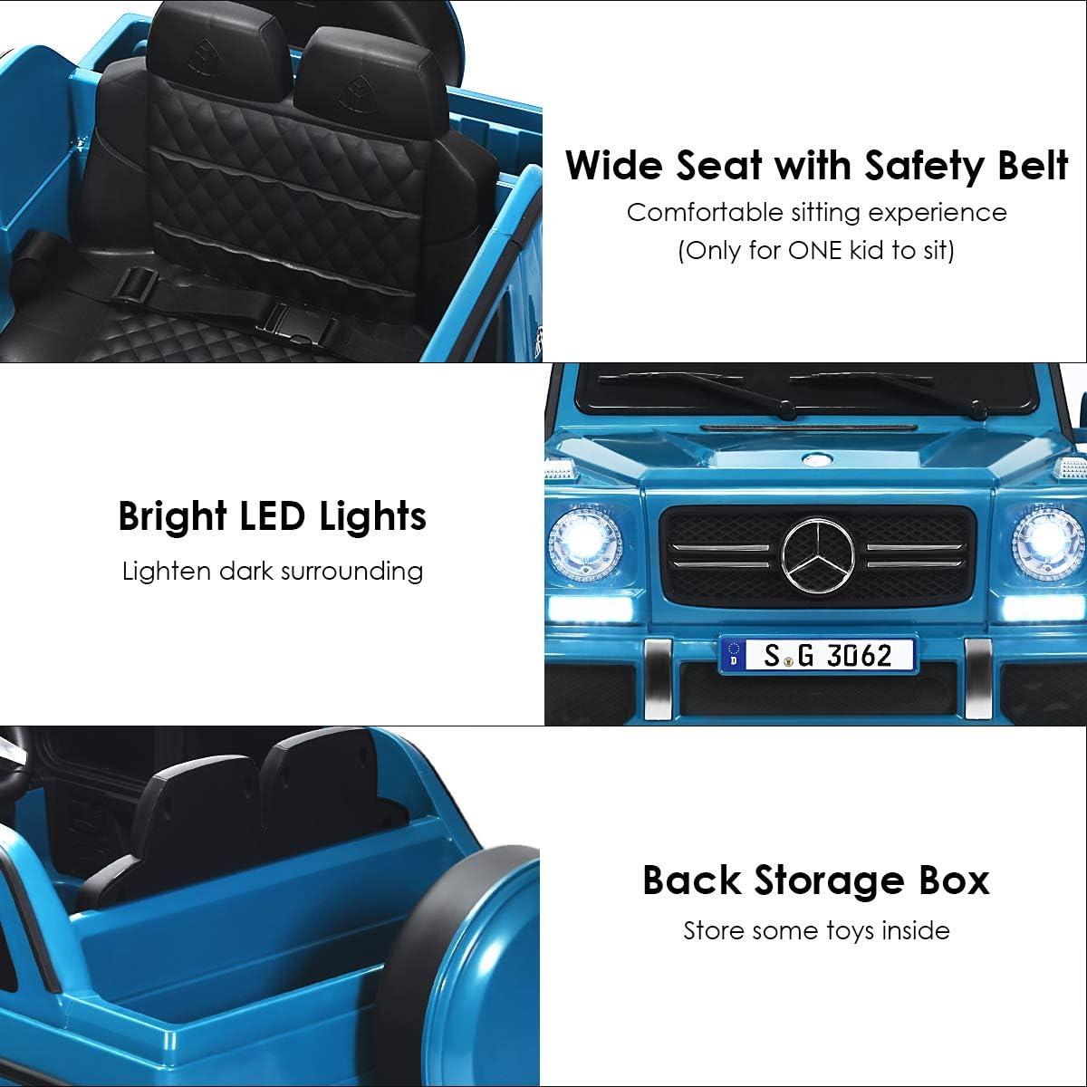 Costzon Ride on Car, Licensed Mercedes-Benz Maybach, 12V Battery Powered Vehicle Toy w/ 2 Motors, Remote Control, 3 Speeds, Lights, Horn, Music, Aux, Storage, Truck, Electric Car for Kids (Navy)