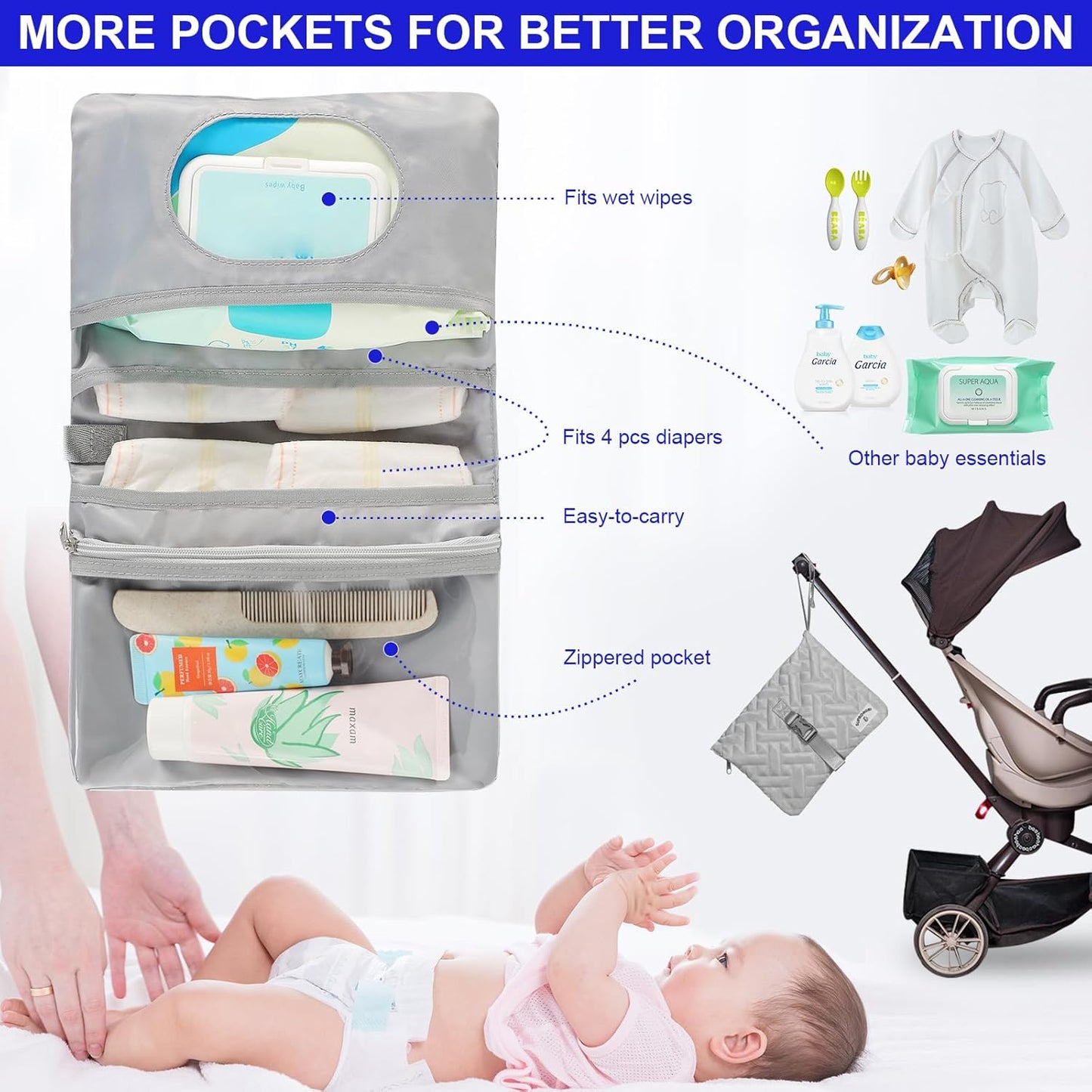 Diaper Bag Tote: Mommy Bag, Baby Bag for Boy and Girl, Mom Hospital Bag, Twins or 2 Kids Diapers Bag