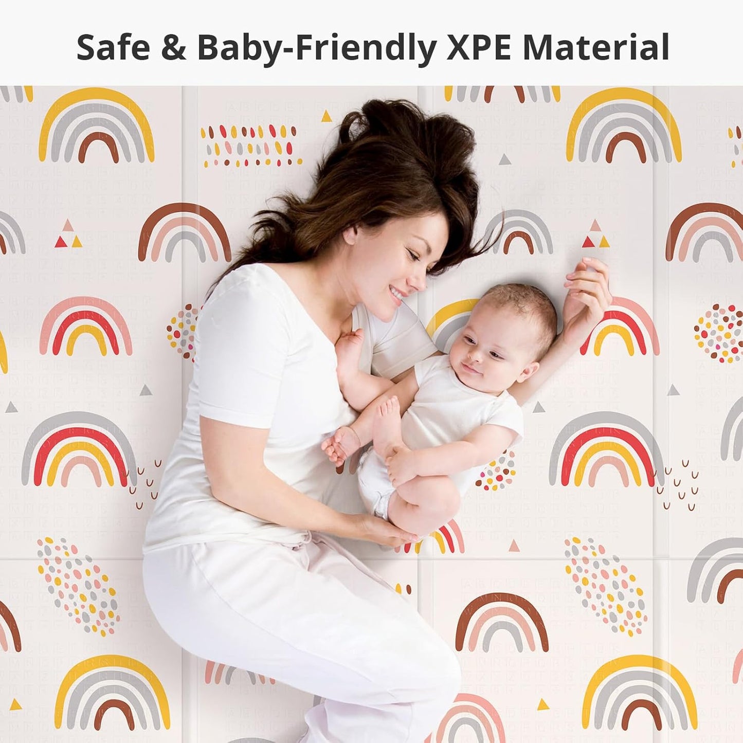 Foldable Baby Play Mat, PIGLOG 50x50 Playpen Mat, Waterproof Playmats for Babies and Toddlers Kids, Safe Foam Playmat for Tummy Time, Reversible Portable Baby Floor Mat for Infant, Colorful+Rain