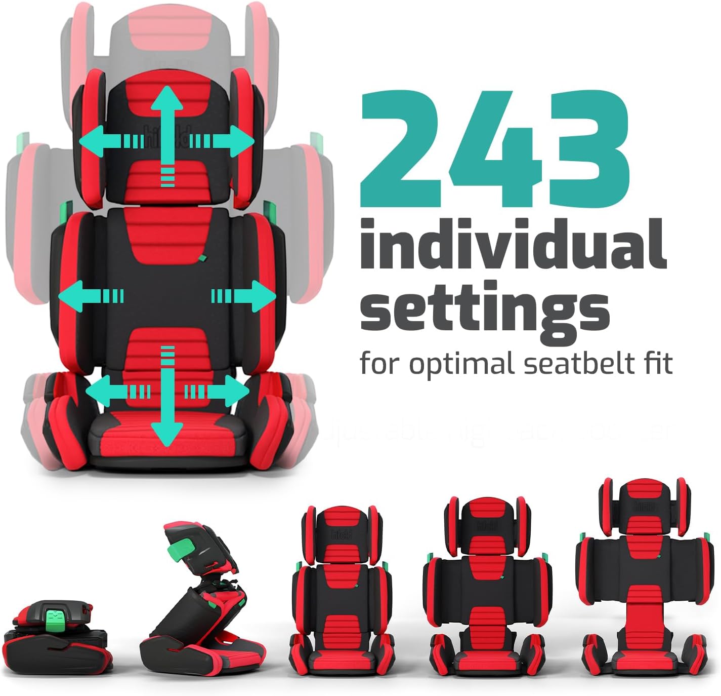Mifold Hifold Adjustable Kids High Back Booster Car Seat with Strap – Slate Grey