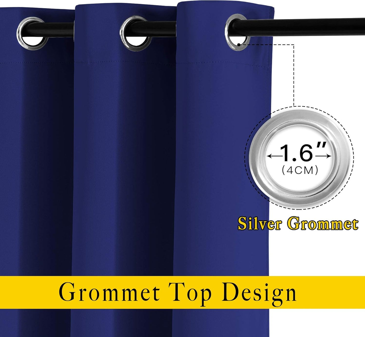 NICETOWN Blackout Window Curtains and Drapes - Thermal Insulated Solid Grommet Top Blackout Panels/Draperies for Kid's Room (Navy Blue, 1 Pair, 52 x 63 Inch)