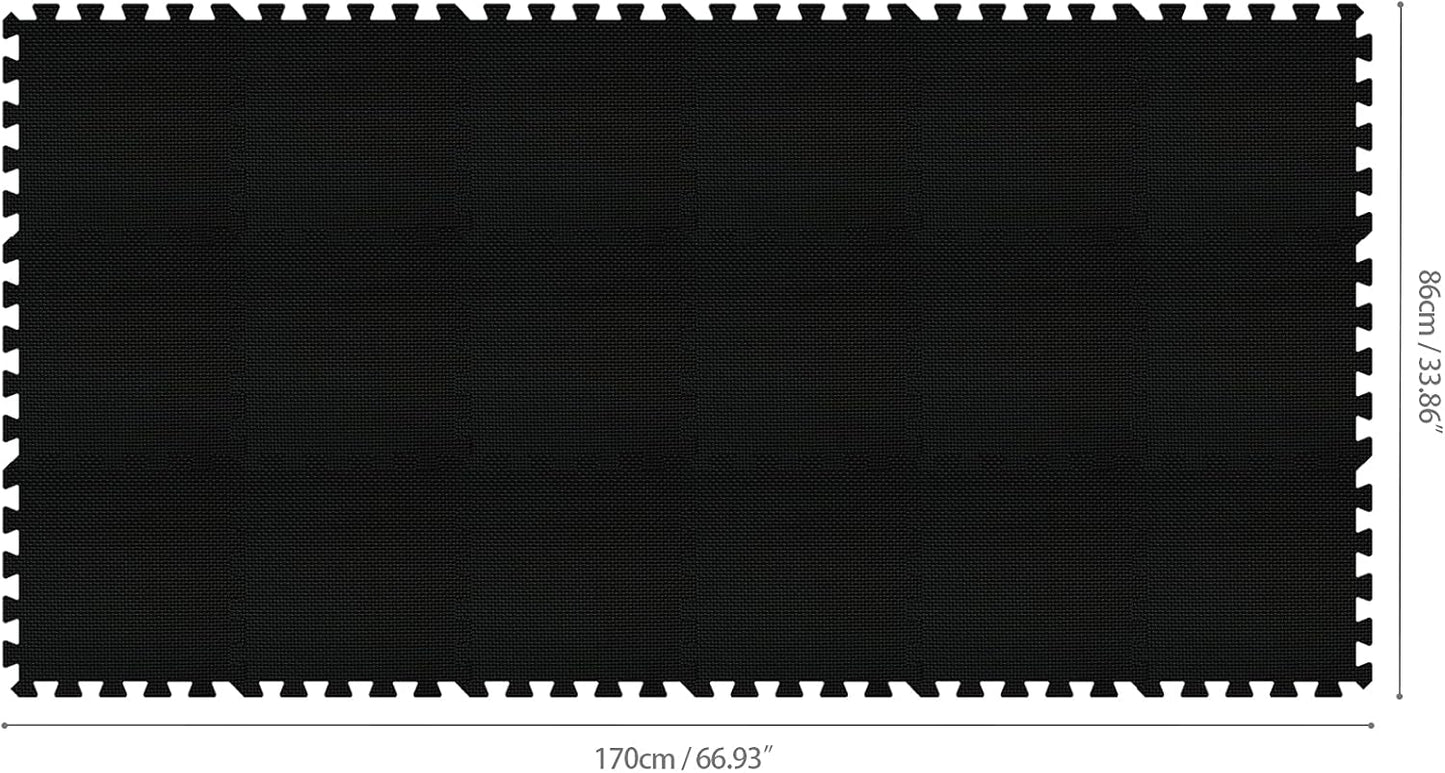 qqpp EVA Rubber 18 Tiles Interlocking Puzzle Foam Floor Mats - Baby Play Mat for Playing | Exercise Mat for Home Workout. Black. QC-Db18N