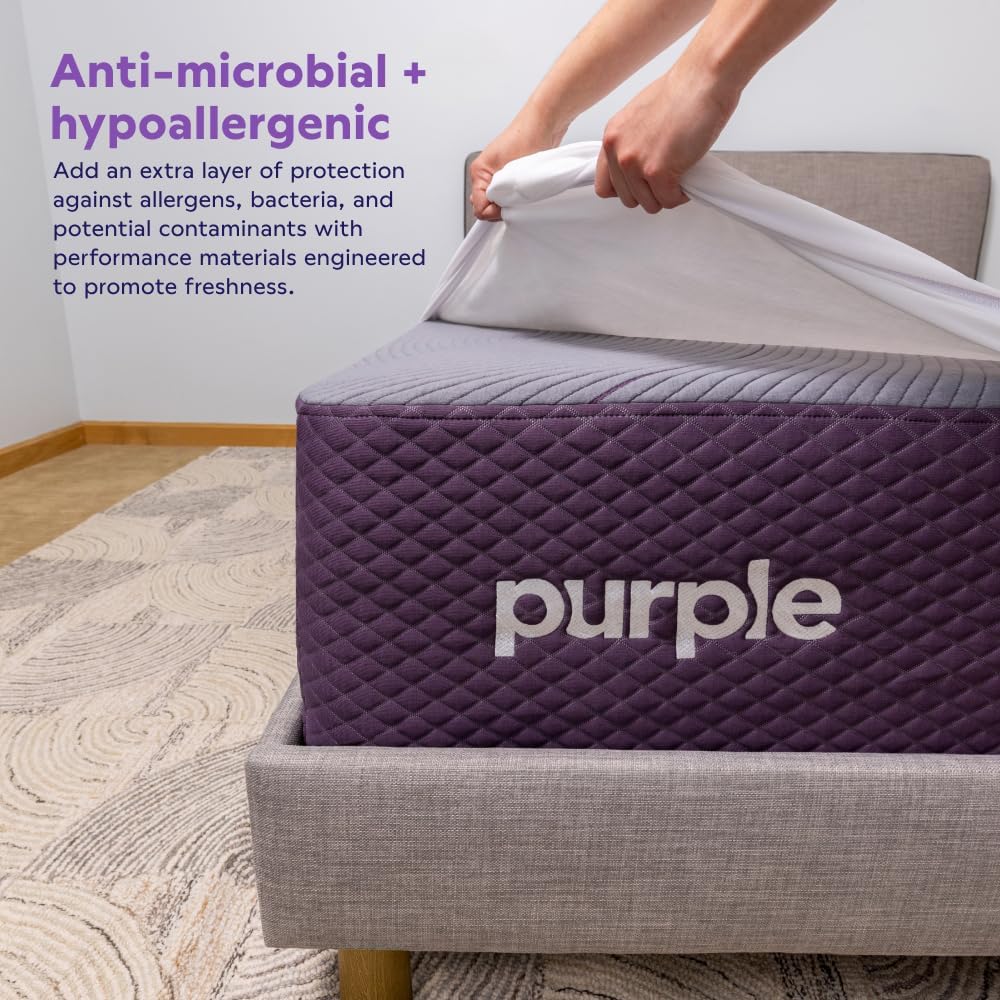 Purple Deep Pocket Waterproof Mattress Protector - King Size, Fits Mattresses 15.5" - 20" - Durable Protection with Comfort-First Design for All Mattress Types