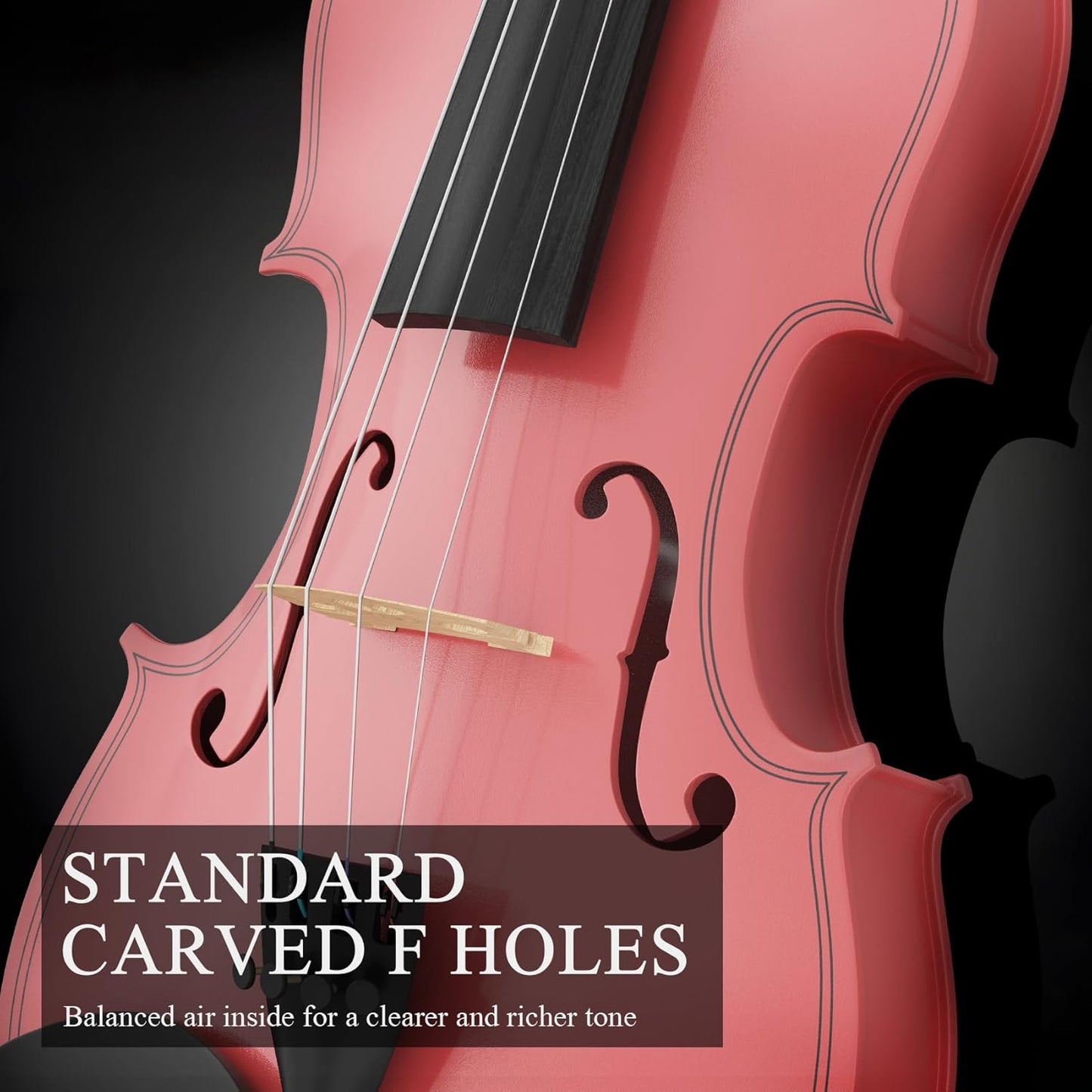 Beginner Violin 4/4, Full Size Violin for Adults, Teens, Student, Acoustic Fiddle Kit with Hard Case, Bow, Rosin, Bridge, Learners Age 12+ (Pink)