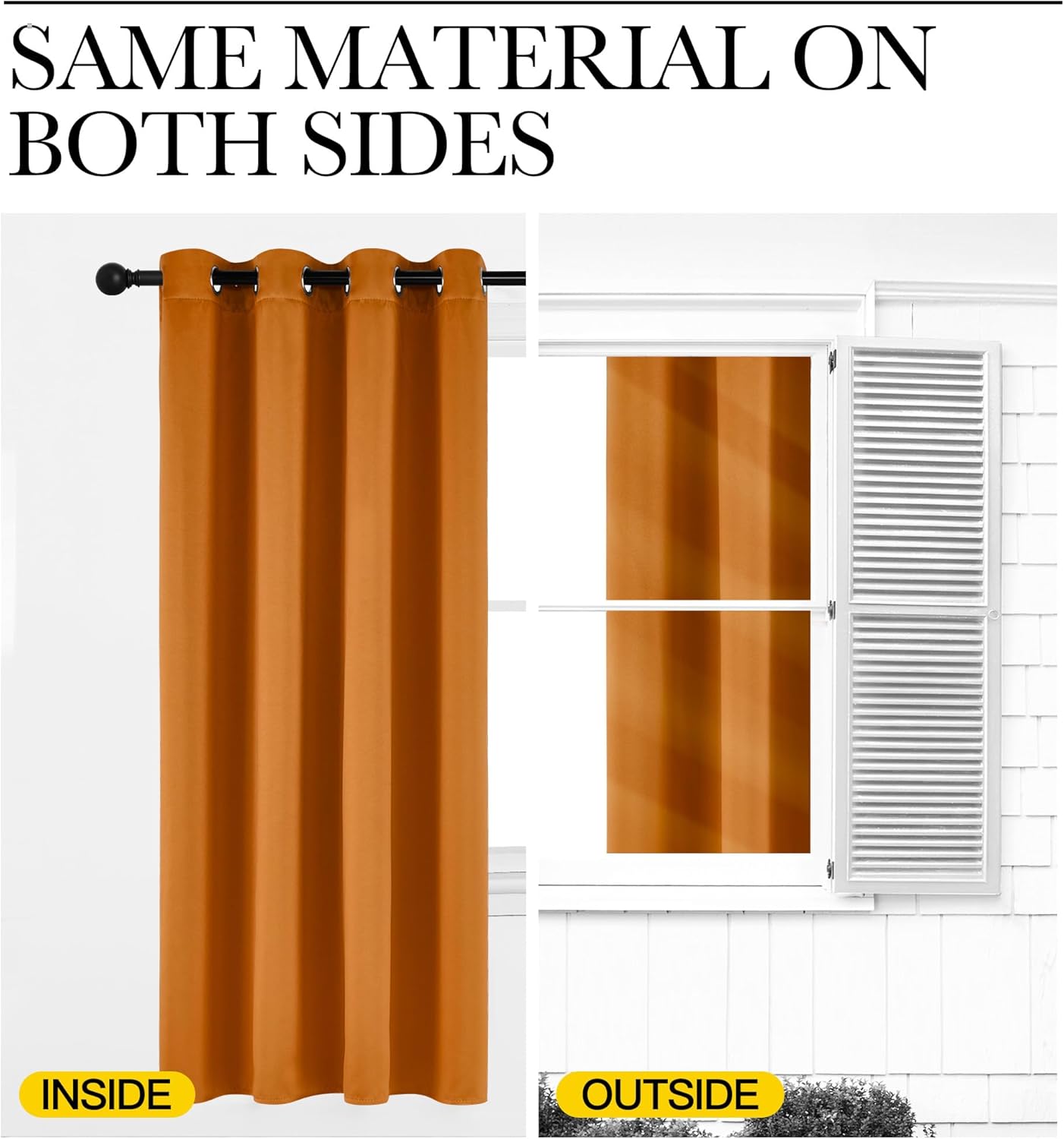 NICETOWN Room Darkening Orange Curtains 63 inches Long - Grommet Faux Silk Thermal Drapes Light Reducing Energy Saving Privacy Window Treatments for Bedroom, 2 Panels, W52 x L63
