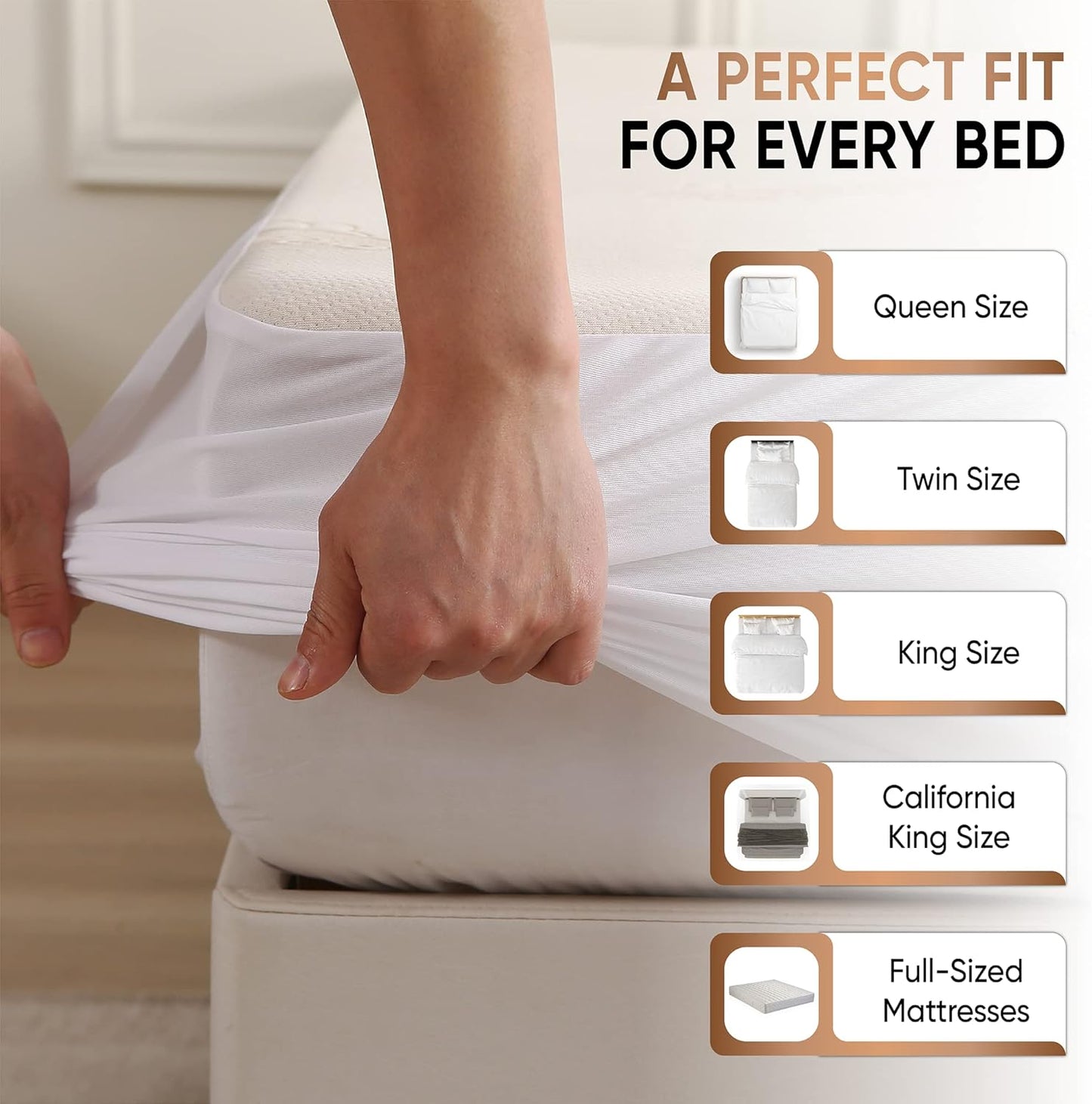 Waterproof Organic Mattress Protector Twin - Organic Cotton Breathable Mattress Pad Cover - 250 GSM Comfort - Deep Pocket - Fitted Comfort