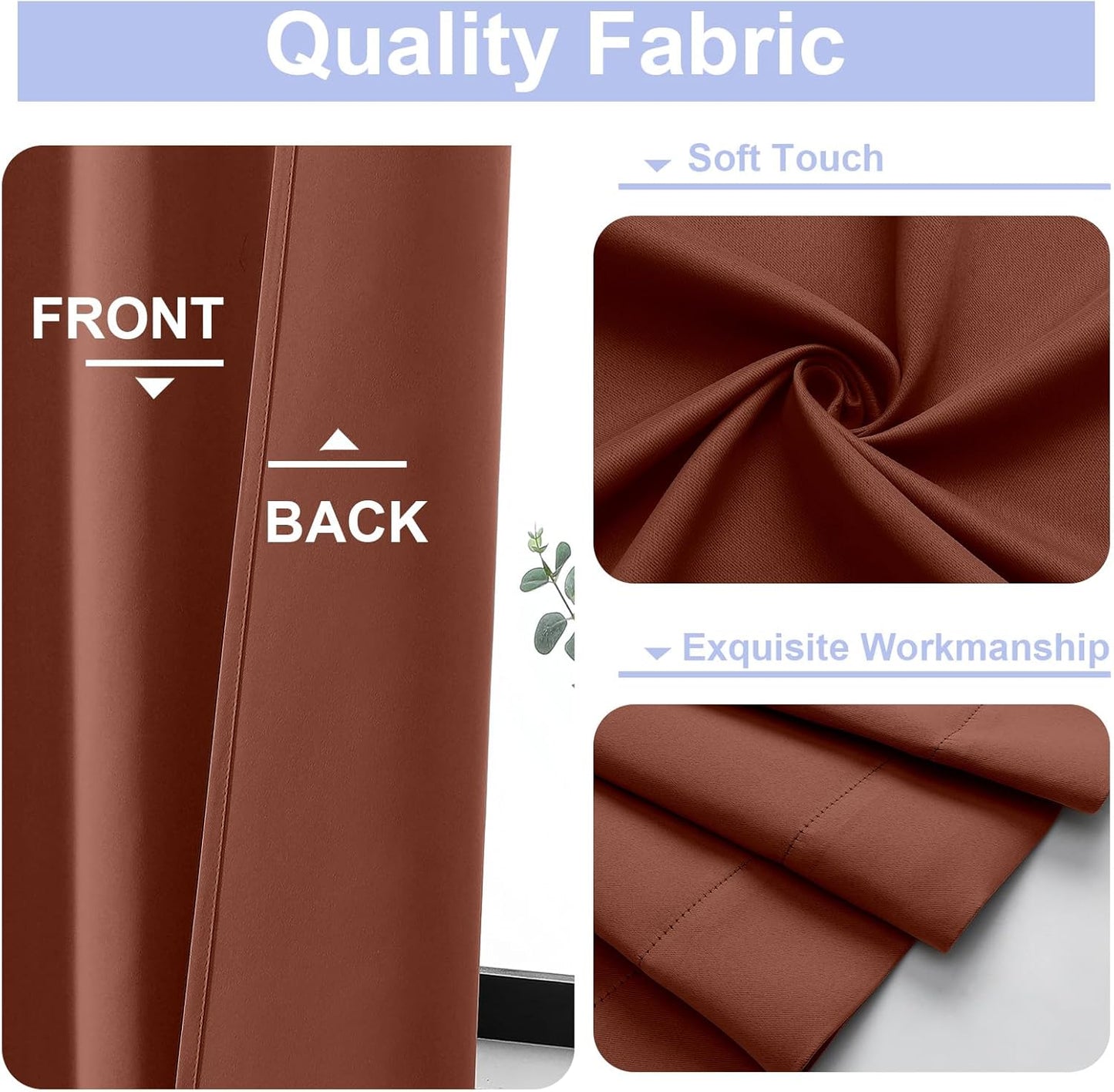 Simplebrand Ava Terracotta Blackout Curtains for Bedroom, 72 Inch Length, 2 Panels, Privacy Thermal Insulated, Rod Pocket, Window Curtains for Patio, French Door, W40 x L72 Inch