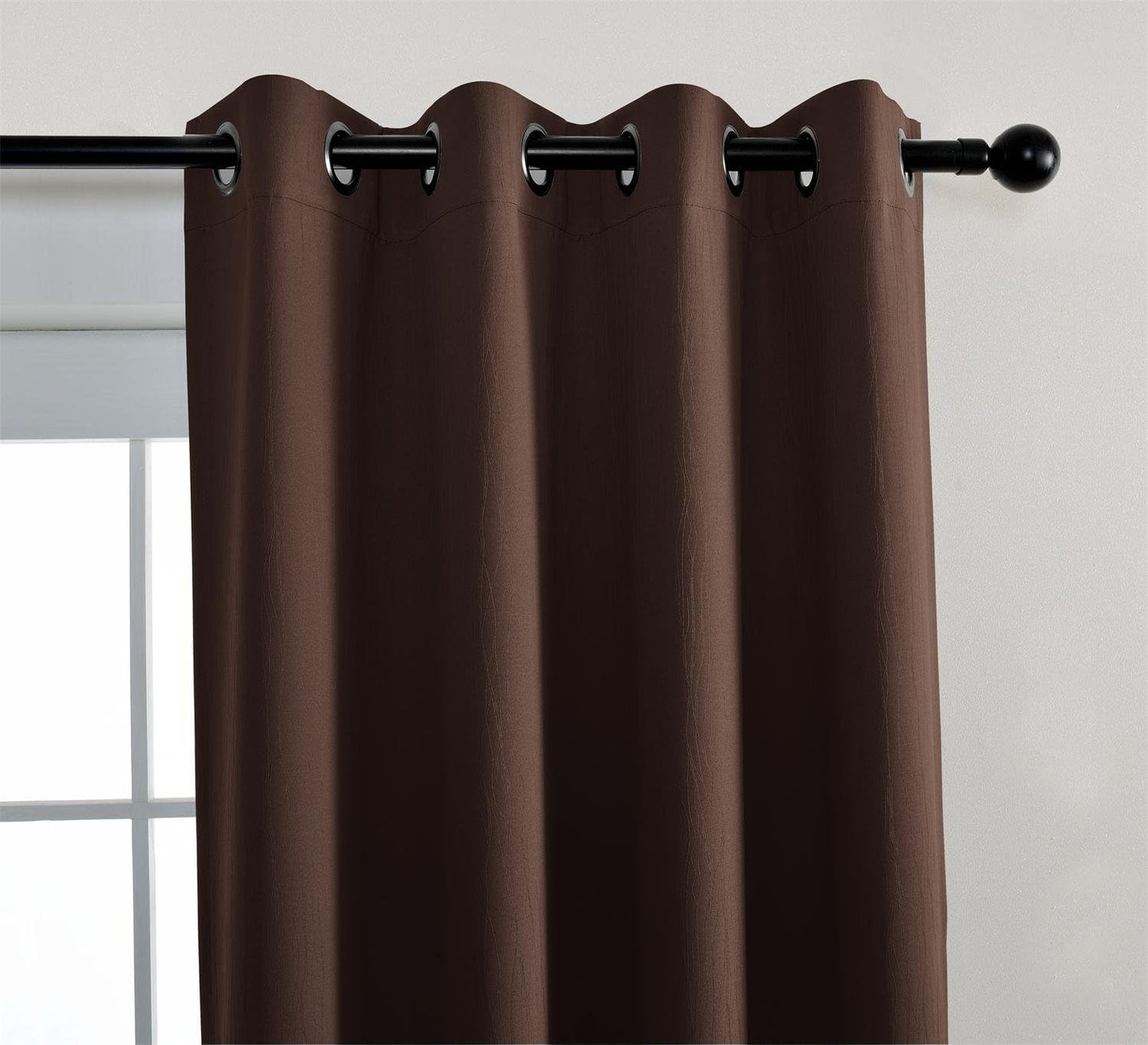 MIUCO Room Darkening Textured Grommet Window Blackout Curtains 2 Panels for Bedroom 52x95 Inch Chocolate