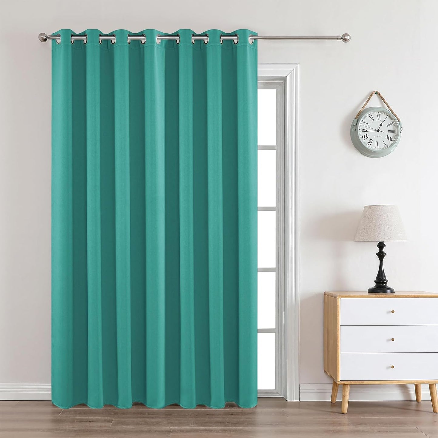 Joydeco Peacock Blue Custom Solid Single Blackout Curtain for Bedroom and Living Room, Grommet Thermal Insulated Room Darkening Curtain 1 Panel (Custom Size,Peacock Blue)