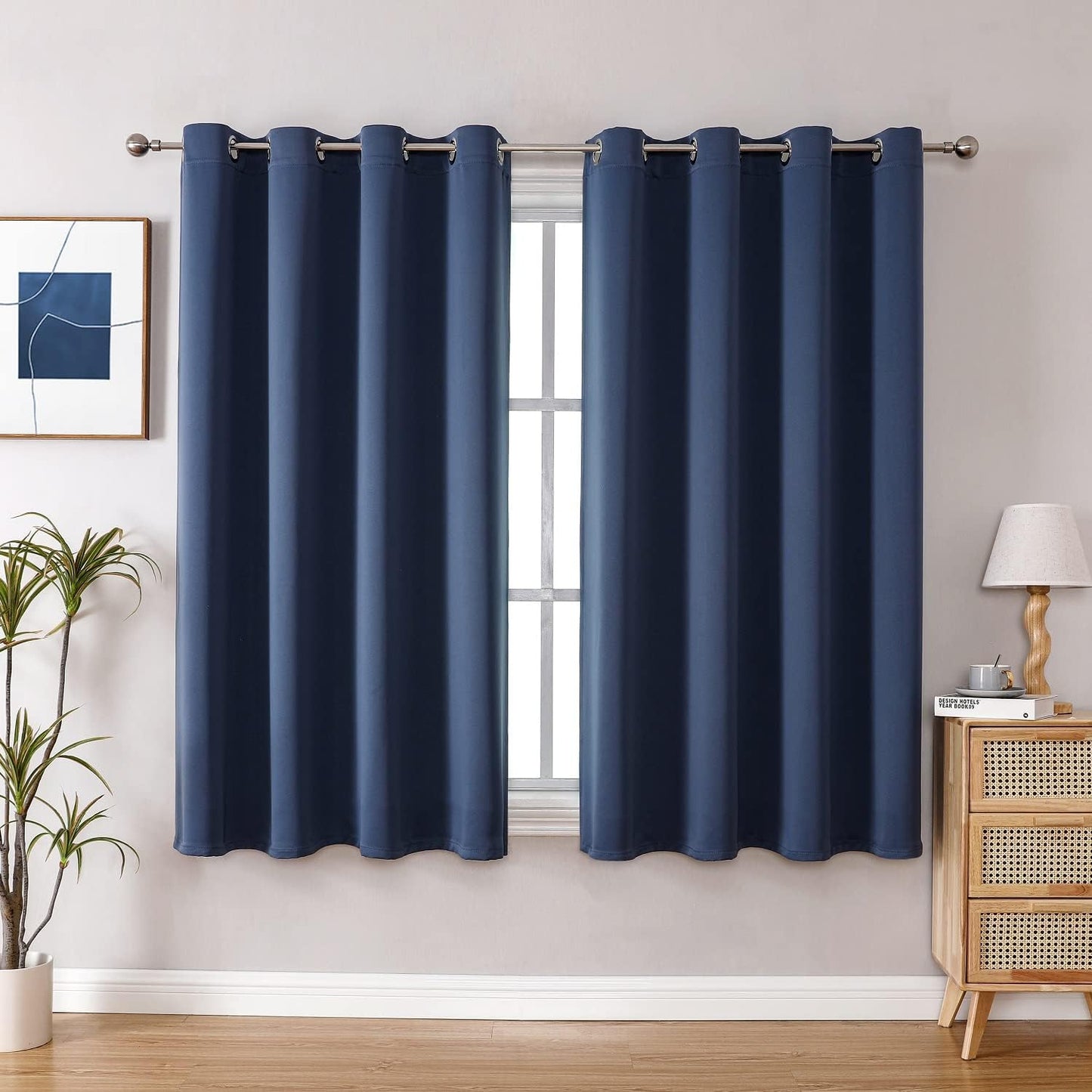 ChrisDowa Grommet Blackout Curtains for Bedroom and Living Room - 2 Panels Set Thermal Insulated Room Darkening Curtains (Stone Blue, 52W x 45L)